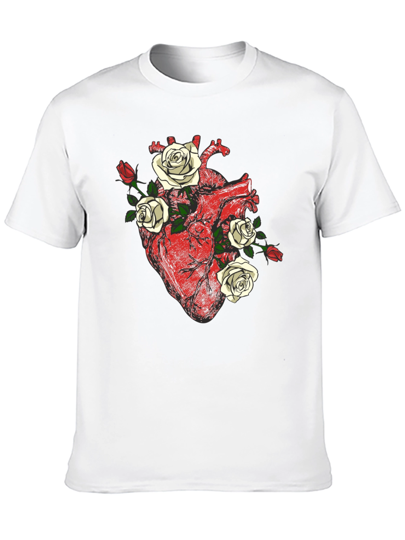 Black Anatomical Heart & Roses Graphic Tee view 10