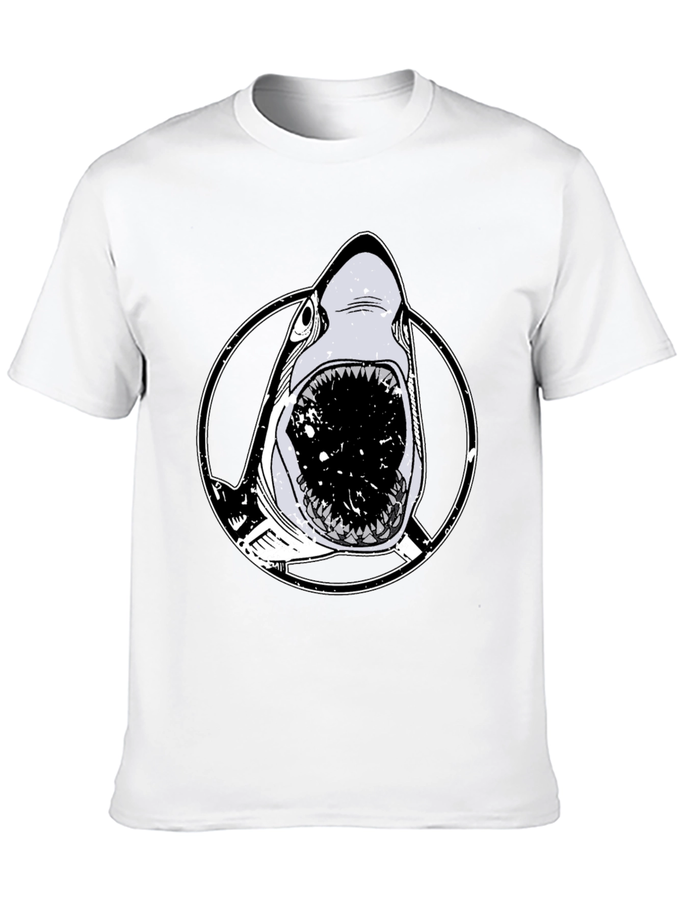 Black Men's Black Shark Graphic T-Shirt view 10