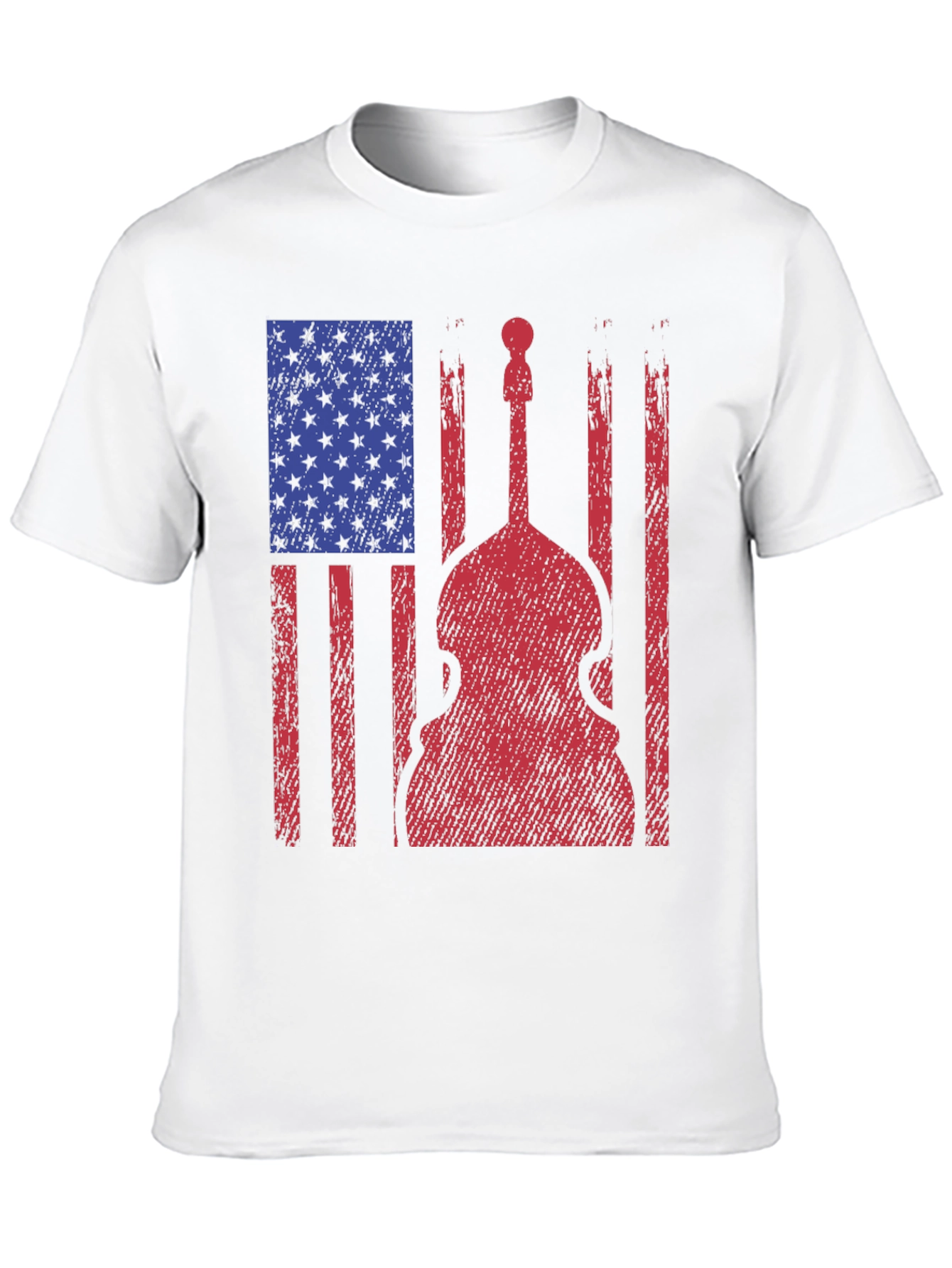 Black American Flag Bass Guitar Graphic T-Shirt view 10