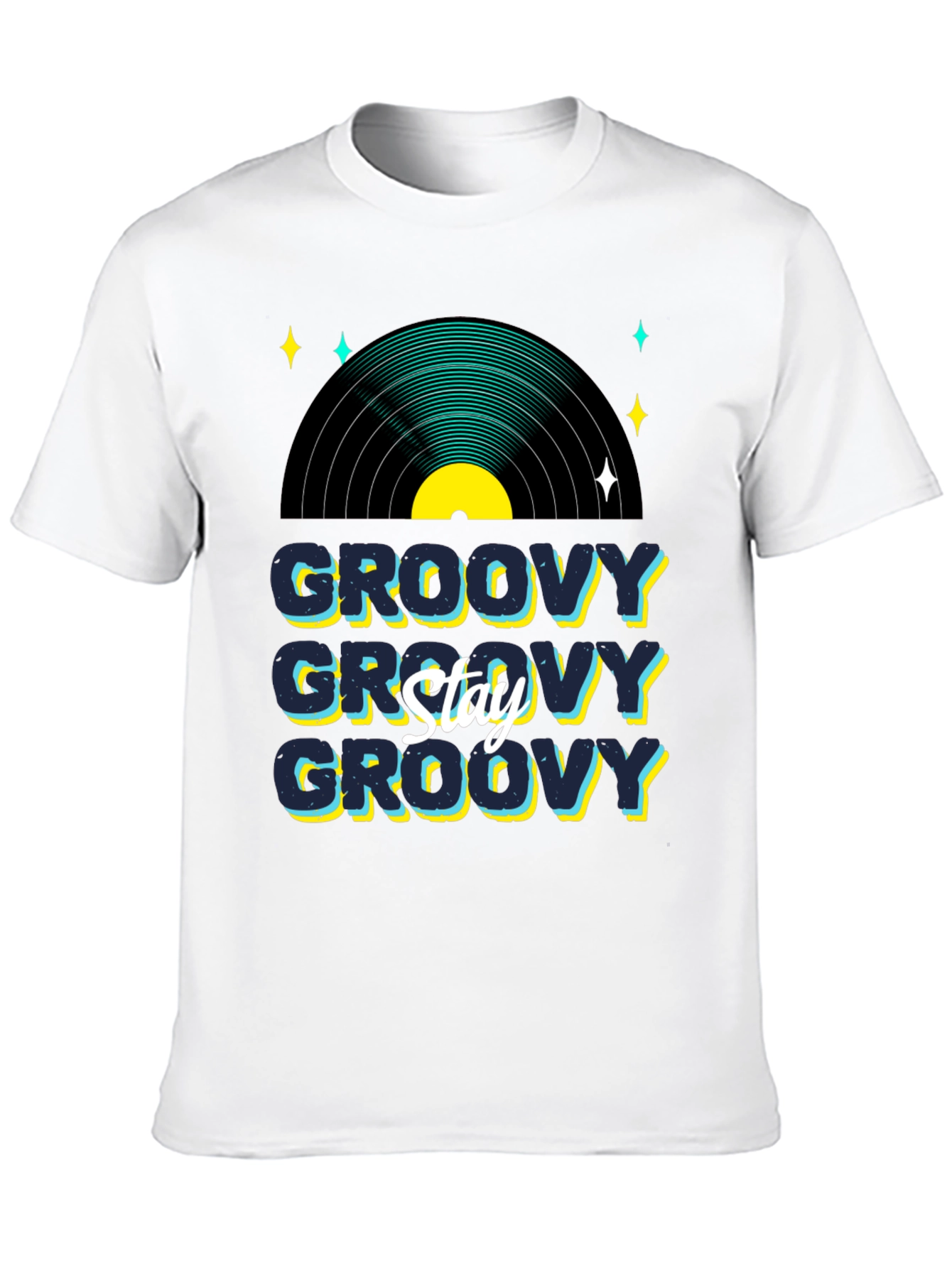 Black Groovy Vinyl Record Graphic T-Shirt - Stay Groovy view 10