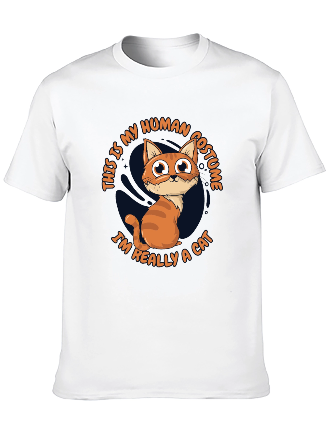 Black Funny Cat Human Costume T-Shirt view 10