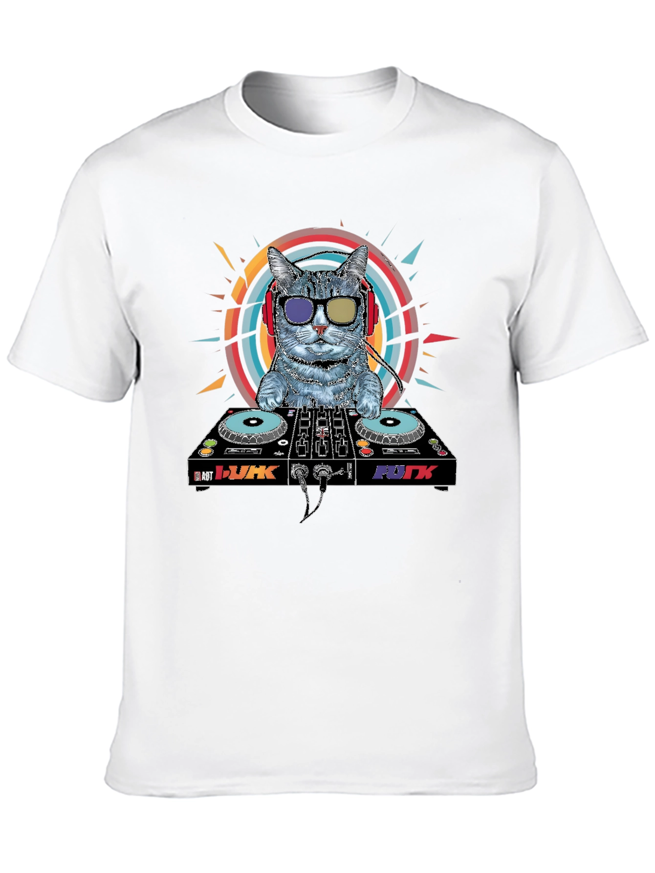 Black DJ Cat Graphic T-Shirt - Music Lover Apparel view 10