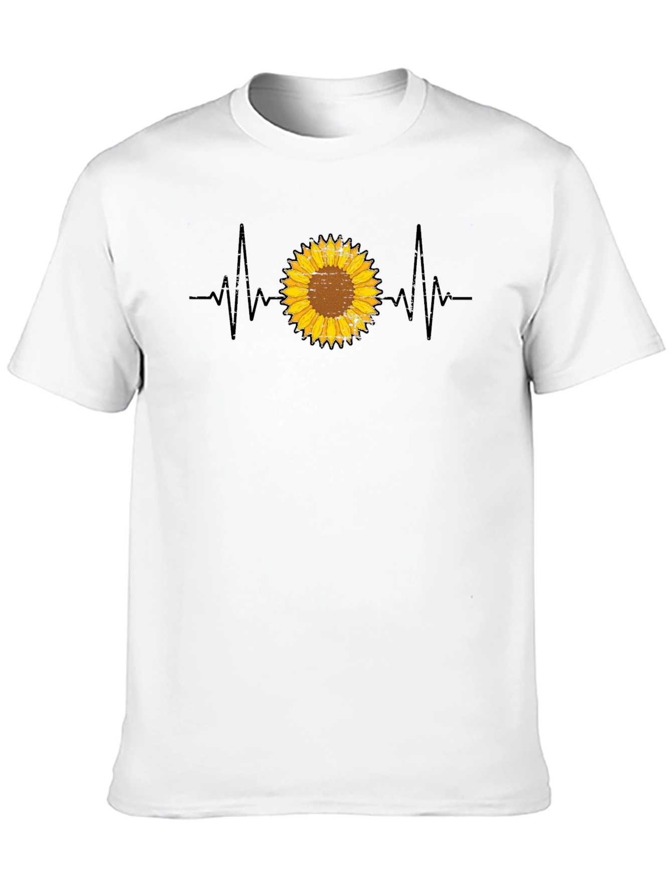 Black Sunflower Heartbeat Graphic Tee view 10