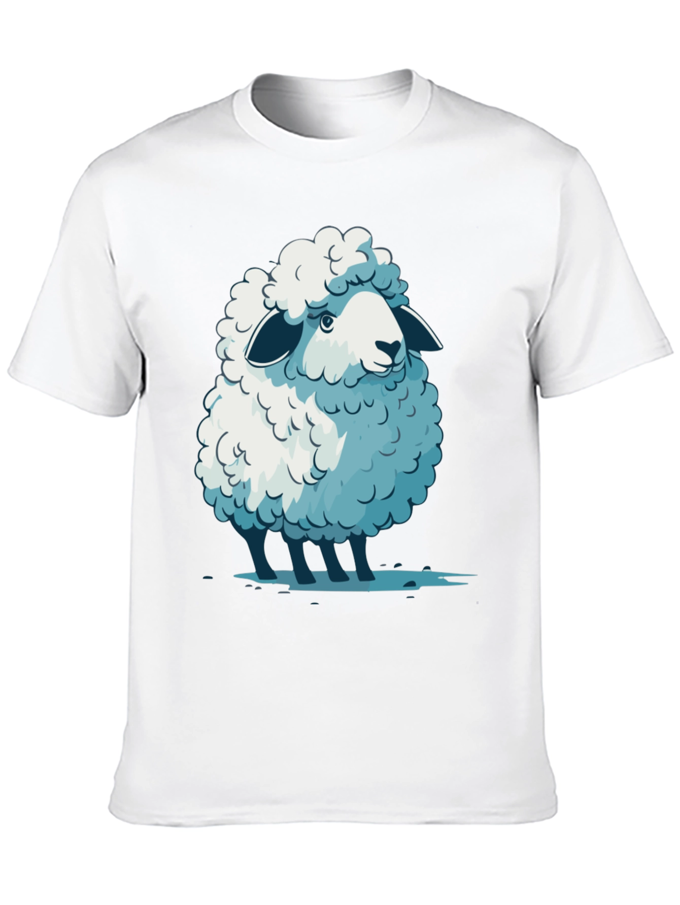 Black Cute Sheep Graphic Tee - Soft Cotton Blend T-Shirt view 10