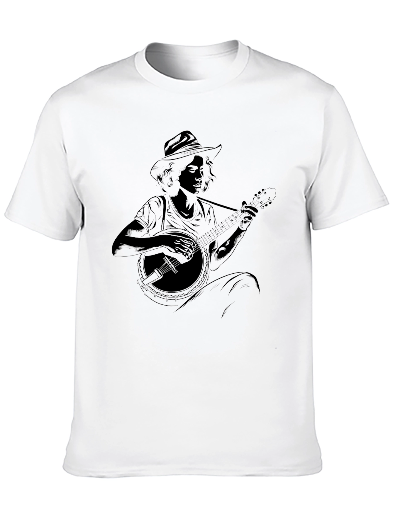 Black Banjo Player Graphic Black Tee - Unisex view 10