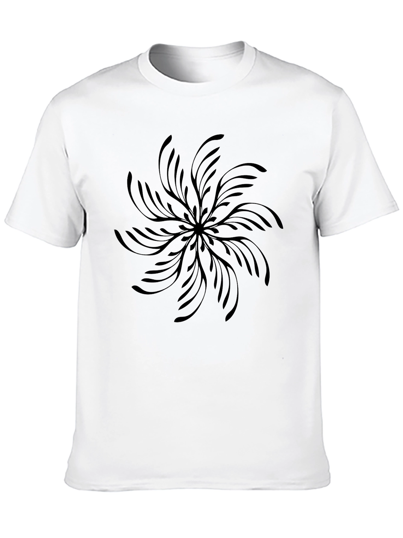 Black Men's Black Graphic Tee - Abstract Floral Design view 10