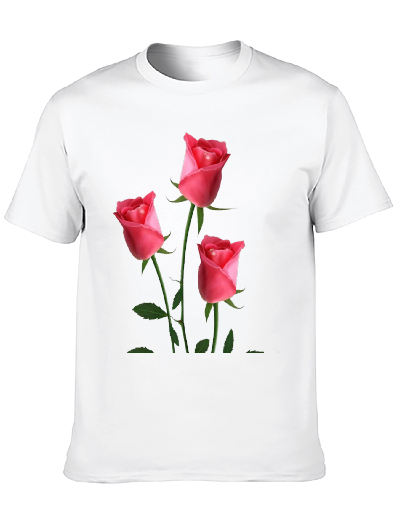 Black Men's Black T-Shirt with Rose Design view 10