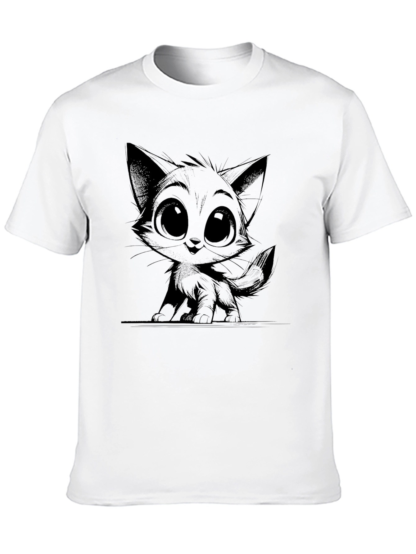 Black Cute Kitten Graphic Black T-Shirt view 10