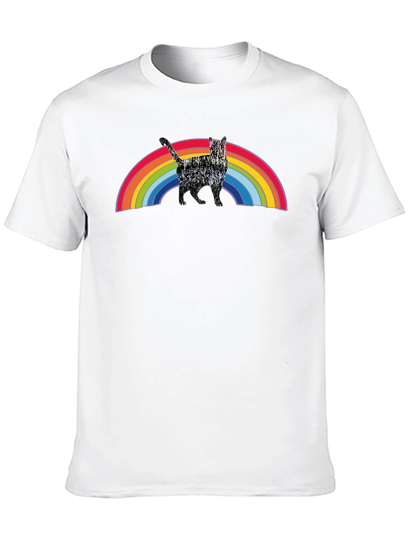 Black Rainbow Cat Graphic T-Shirt - Black view 10