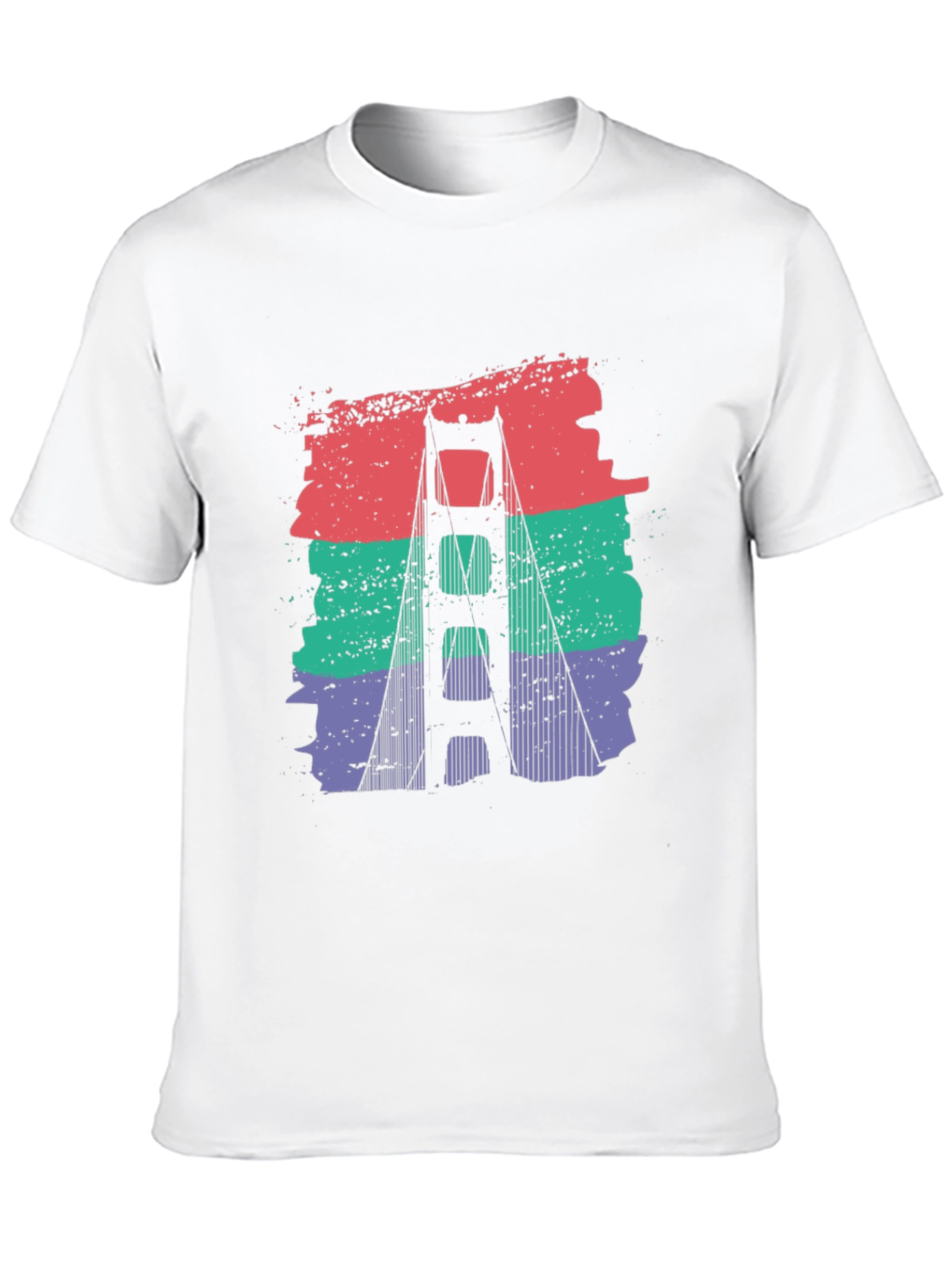 Black Golden Gate Bridge Retro Graphic T-Shirt view 10