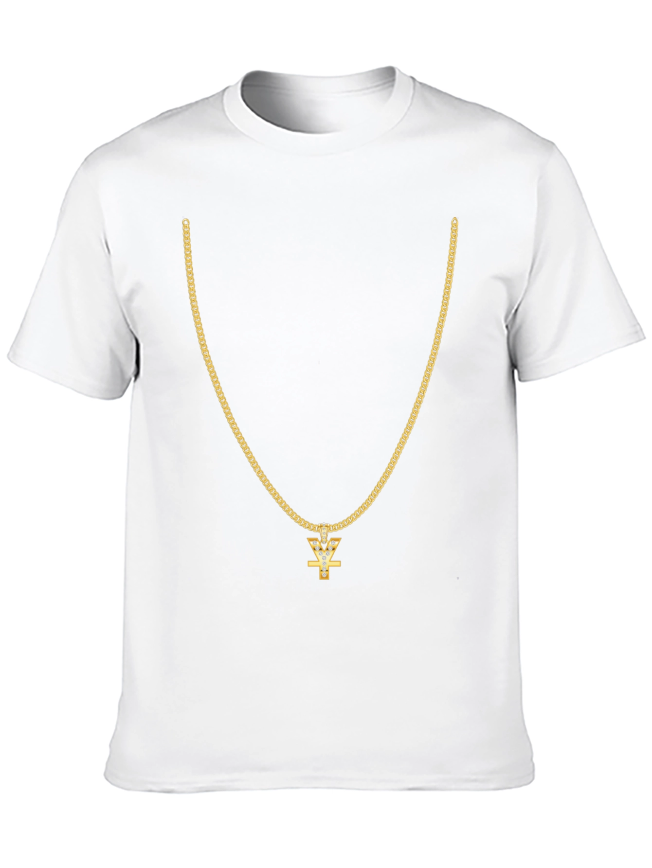 Black Men's Black T-Shirt with Gold Chain Design view 10