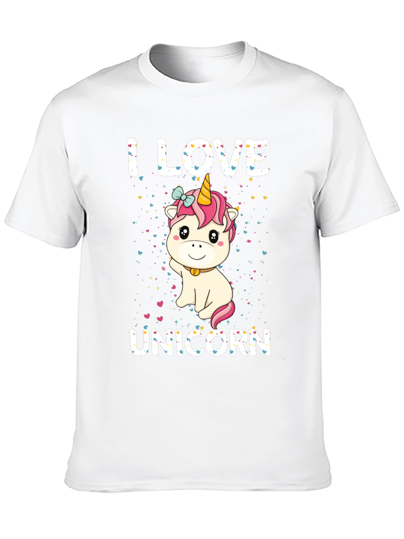 Black I Love Unicorn Black T-Shirt Cute Cartoon Design view 10