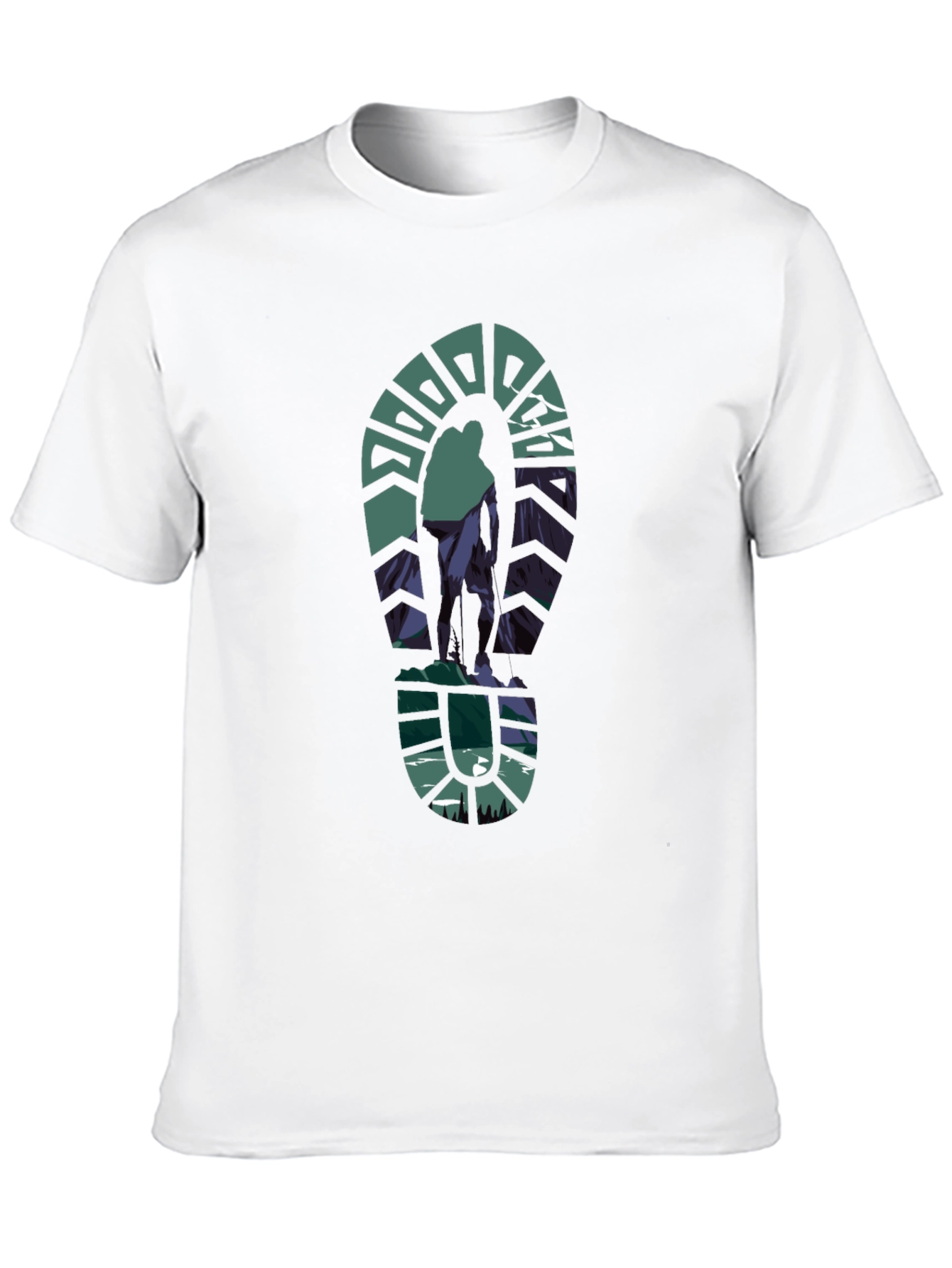Black Hiking Trail T-Shirt - Mountain Footprint Design view 10