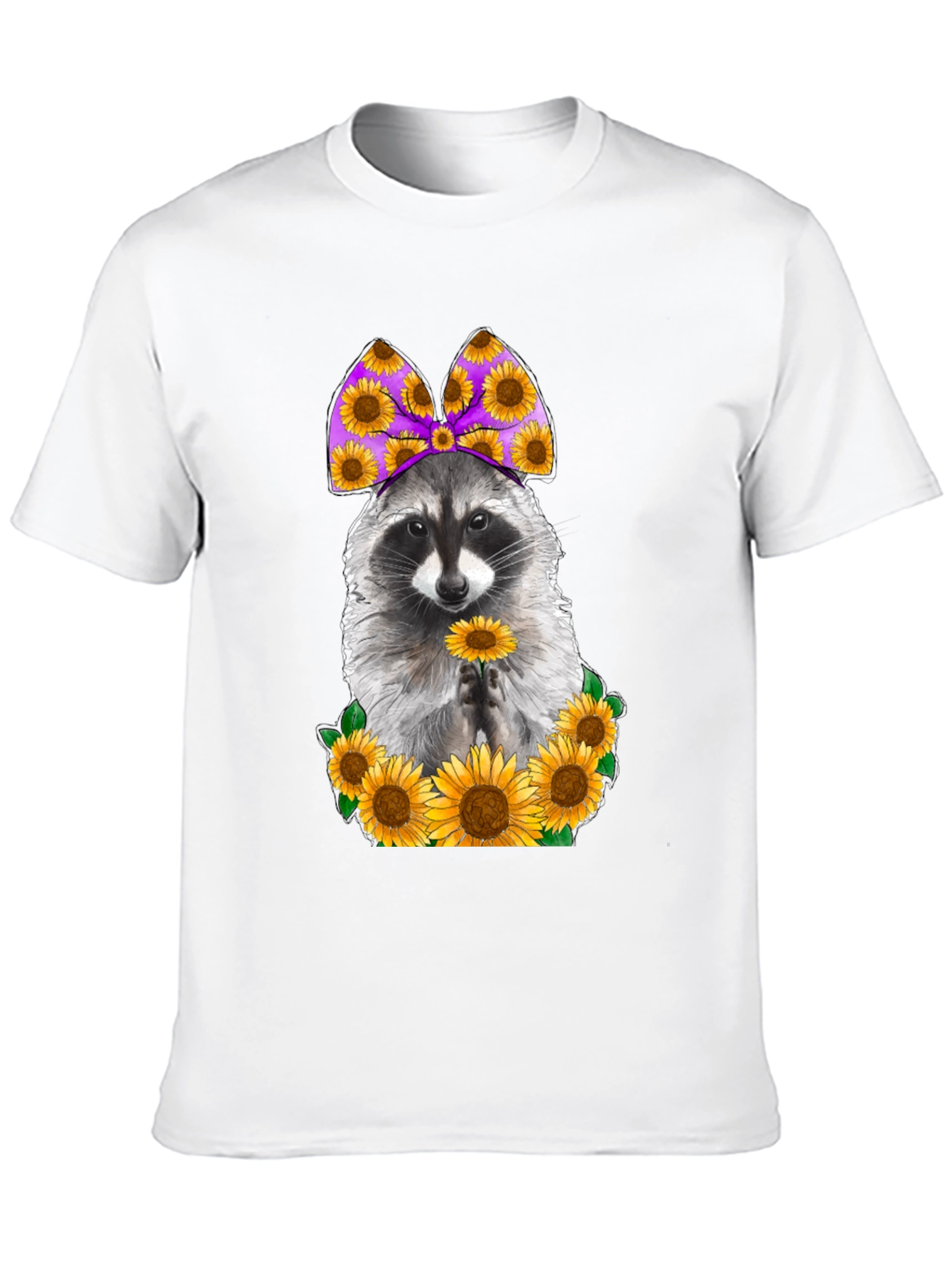 Black Raccoon Sunflower Graphic T-Shirt view 10