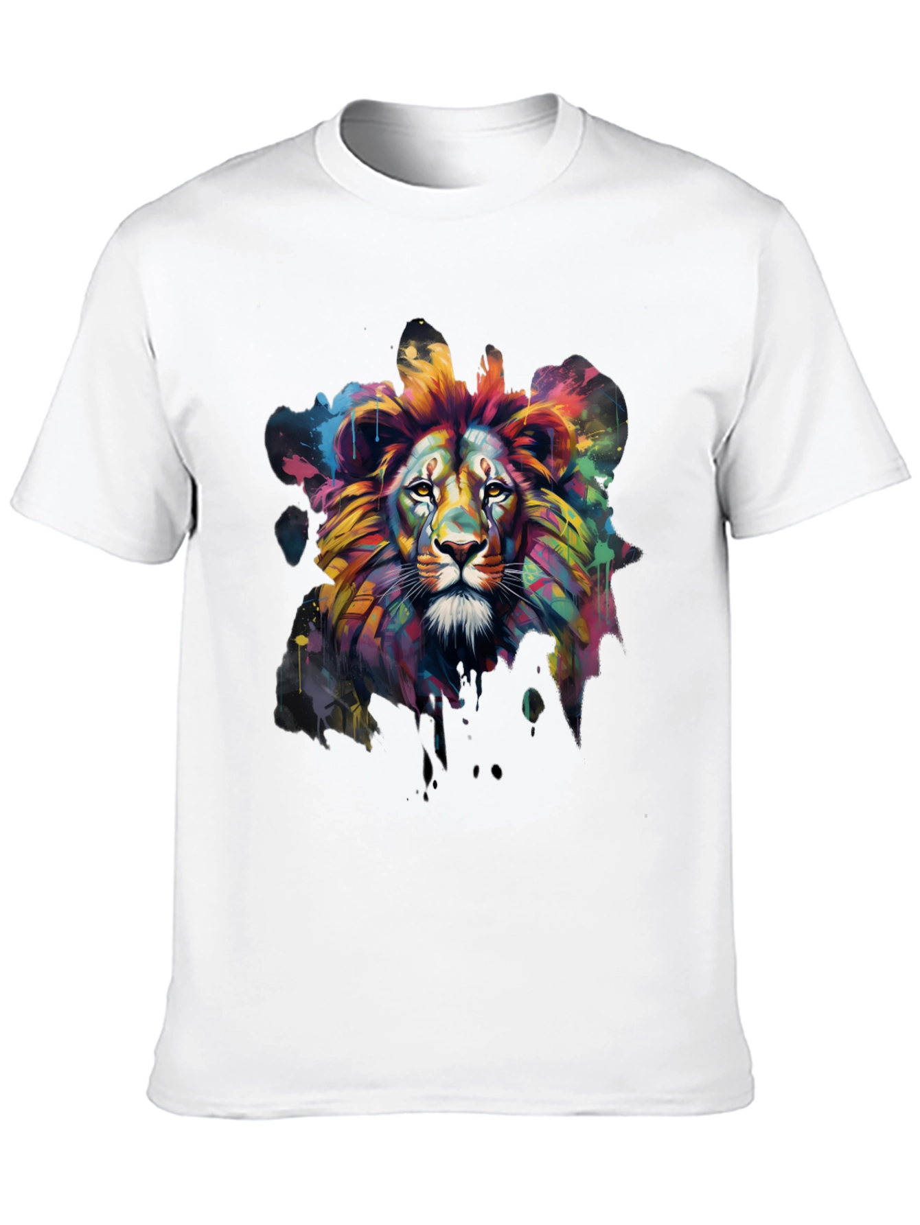 Black Colorful Lion Graphic Tee - Men's Black T-Shirt view 10