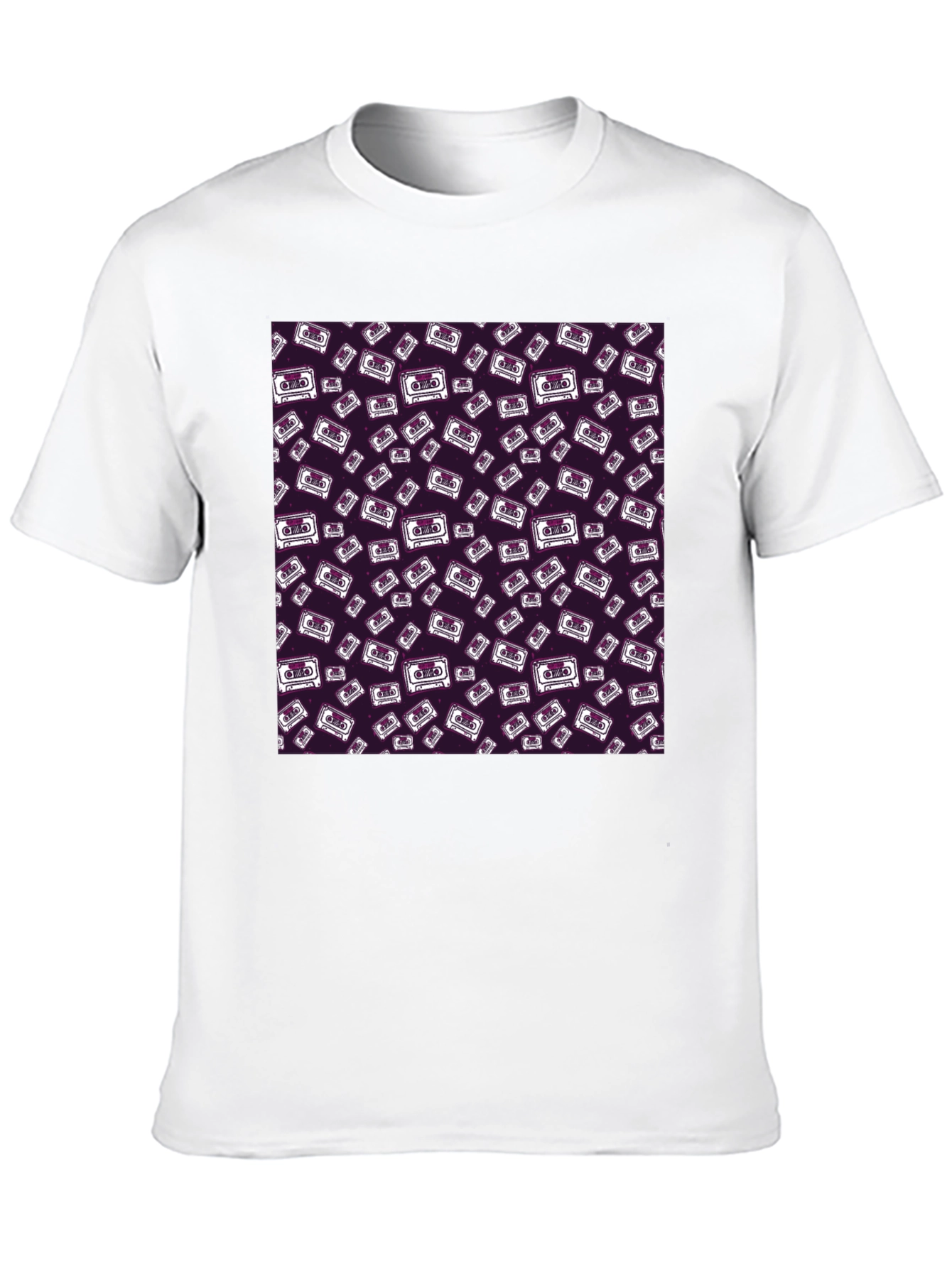 Black Retro Cassette Pattern T-Shirt view 10