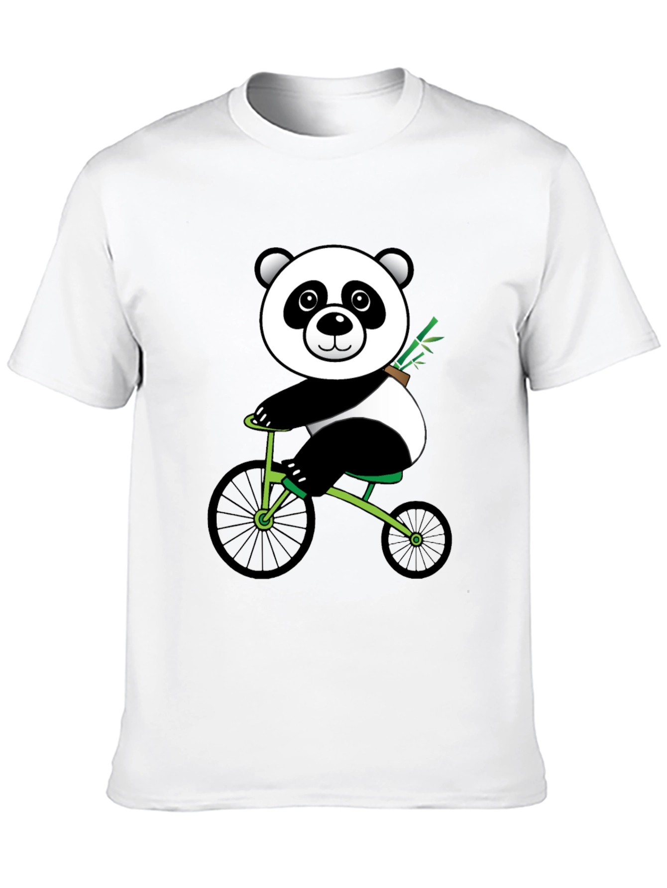 Black Panda on Bike Graphic Tee - Black Cotton T-Shirt view 10