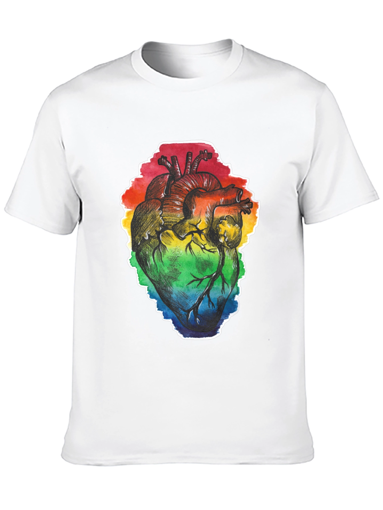 Black Rainbow Heart Print Black T-Shirt view 10