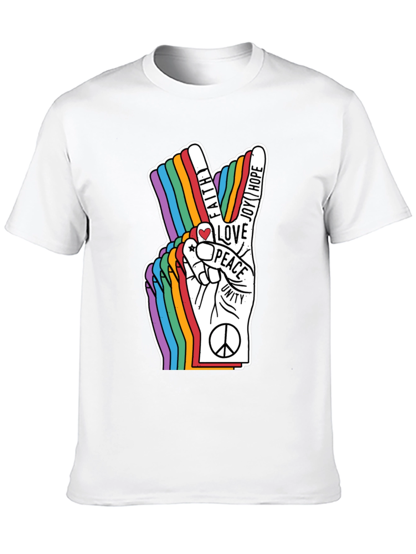 Black Peace Sign Rainbow Graphic T-Shirt view 10