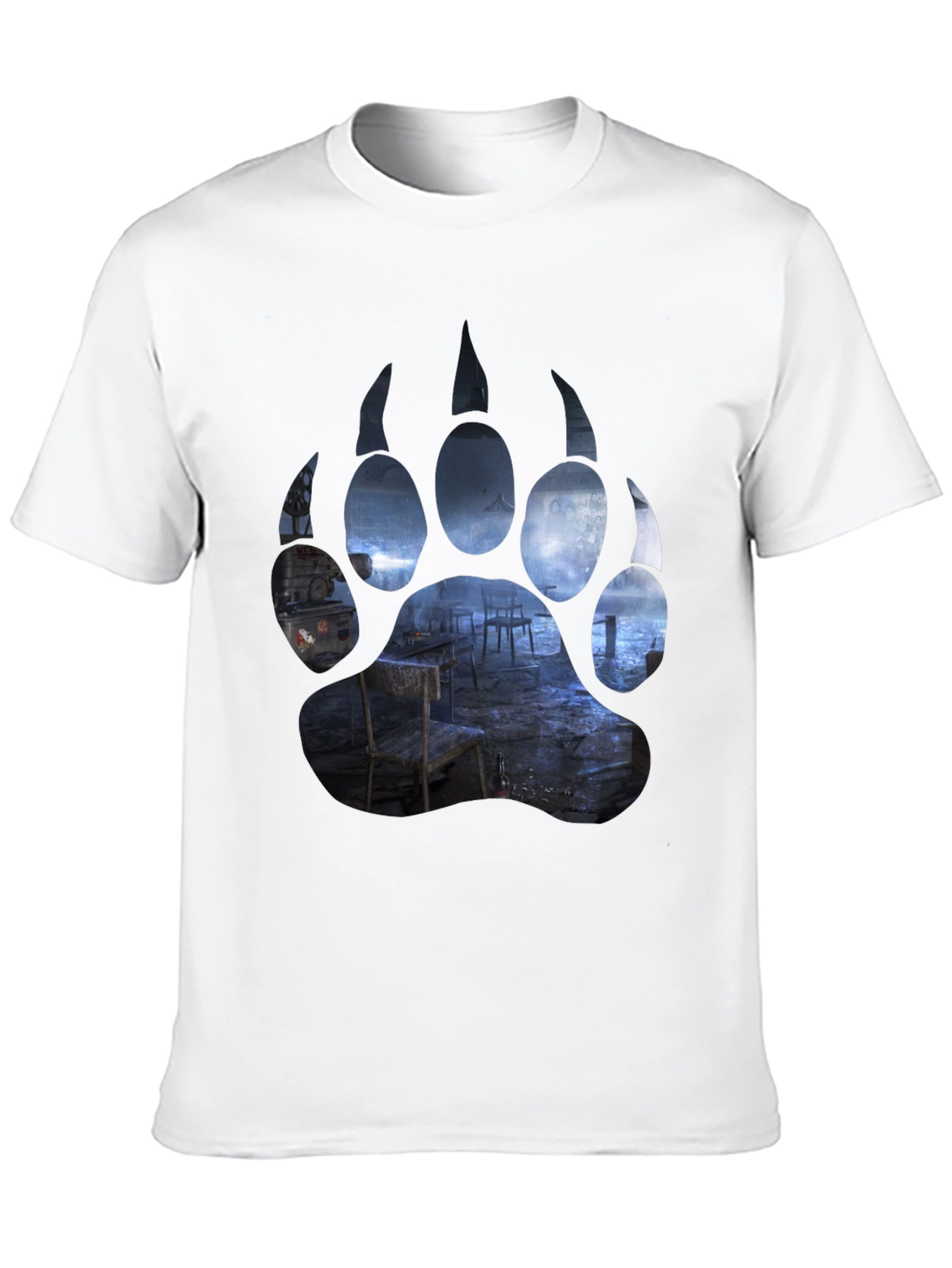 Black Bear Paw Print Graphic T-Shirt - Black view 10