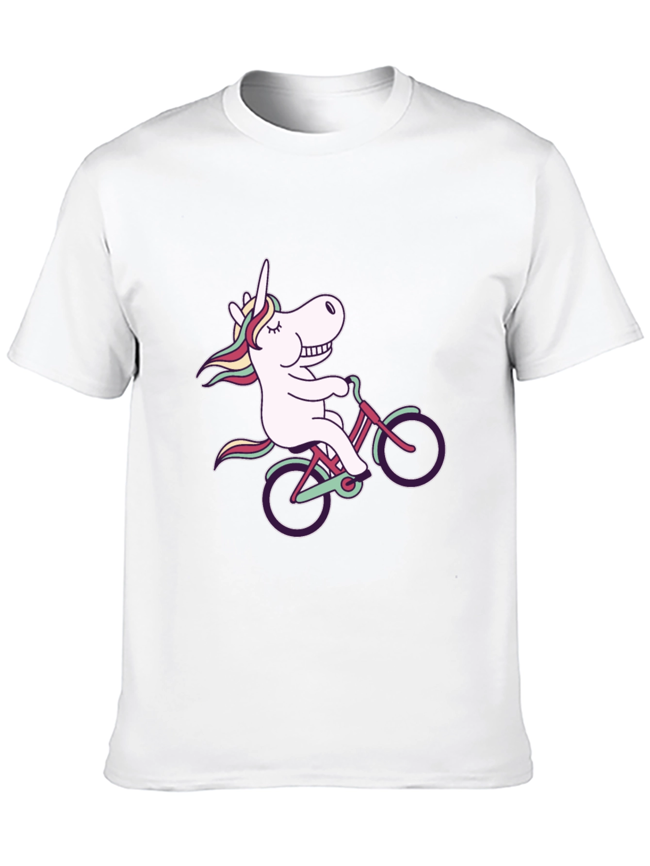 Black Unicorn on Bike Black T-Shirt - Fun Graphic Tee view 10