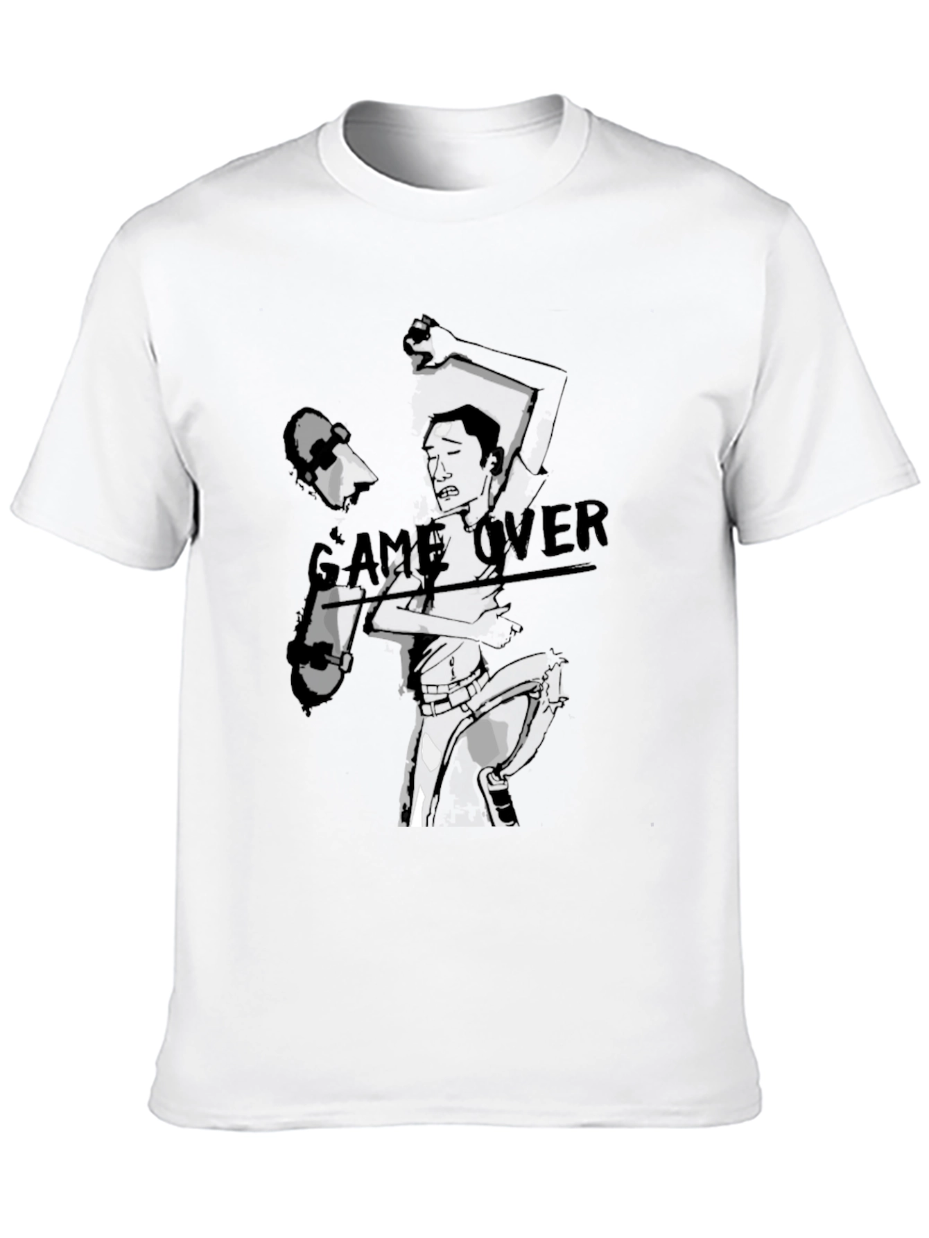 Black Game Over Graphic Print Black T-Shirt view 10