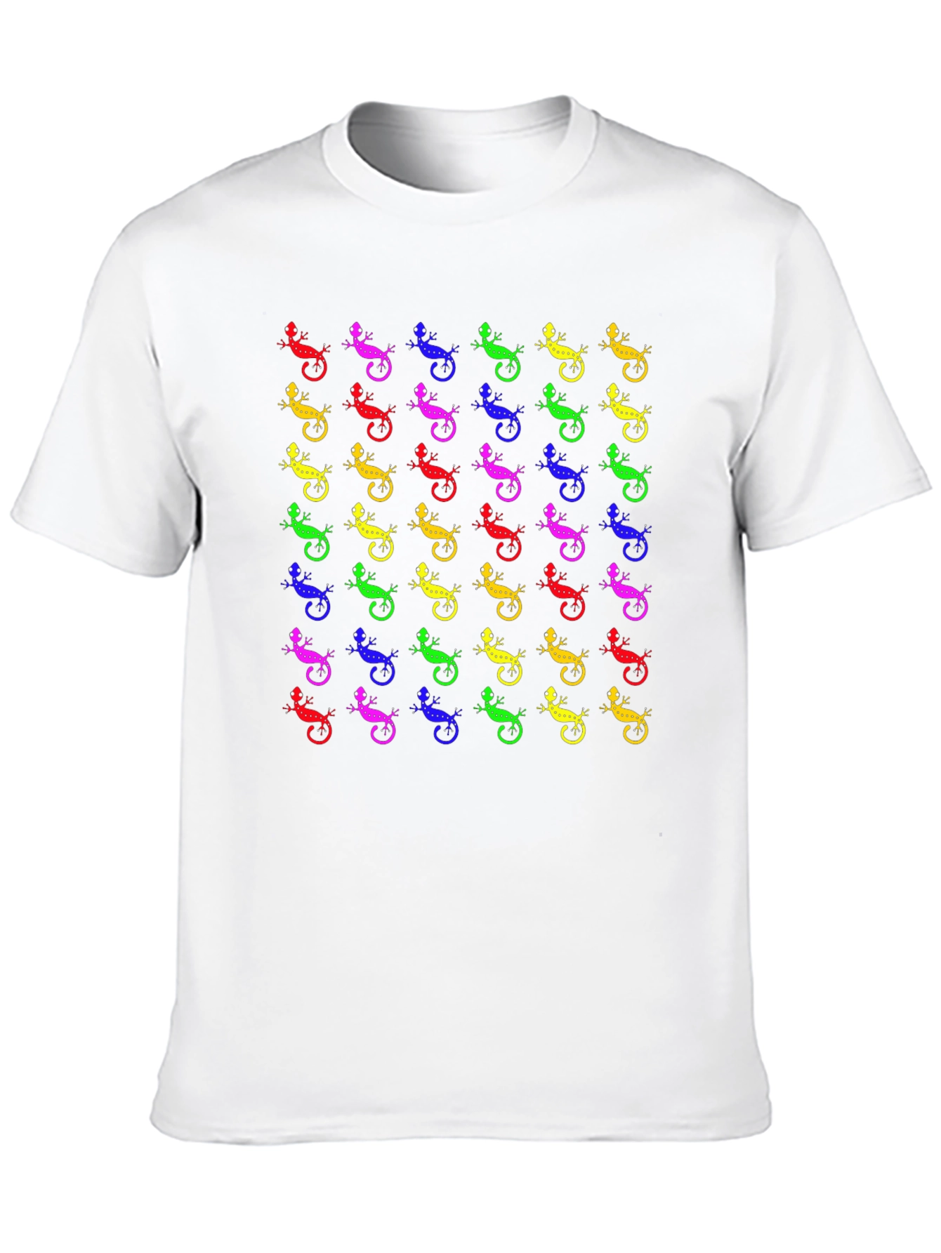 Black Colorful Lizard Print Black T-Shirt view 10