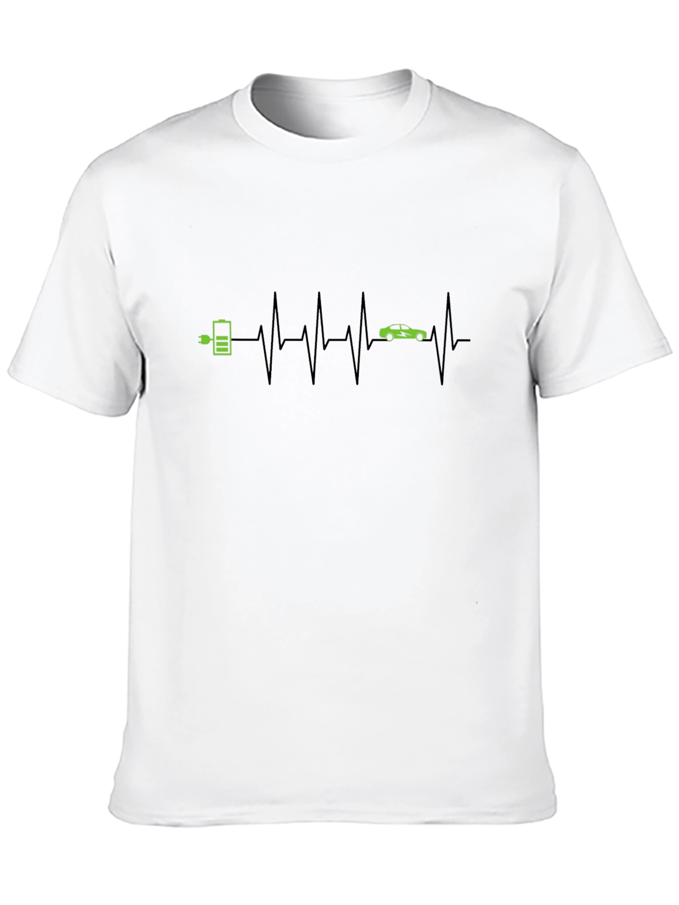 Black Electric Car Heartbeat T-Shirt view 10