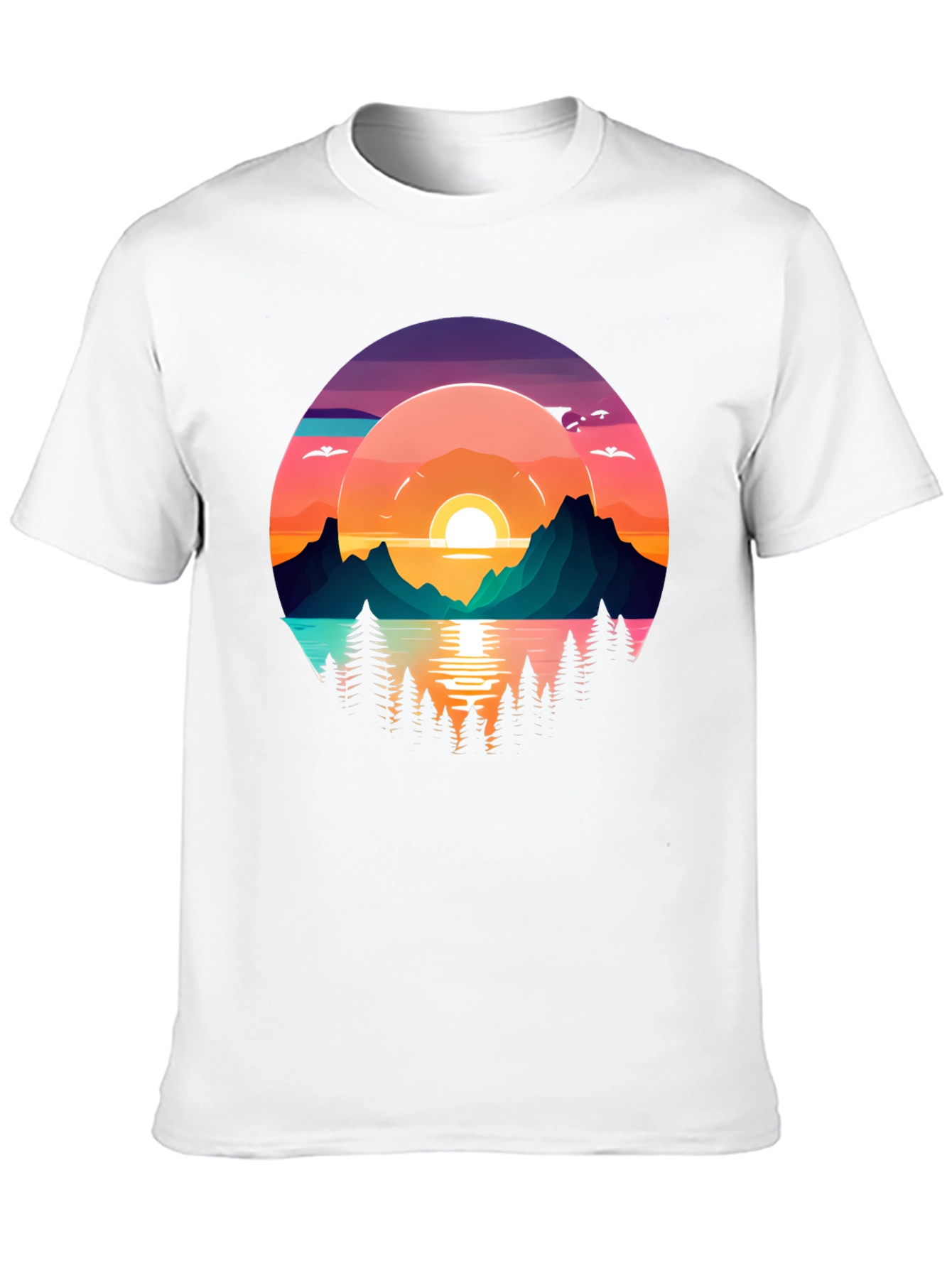 Black Sunset Lake Graphic T-Shirt view 10