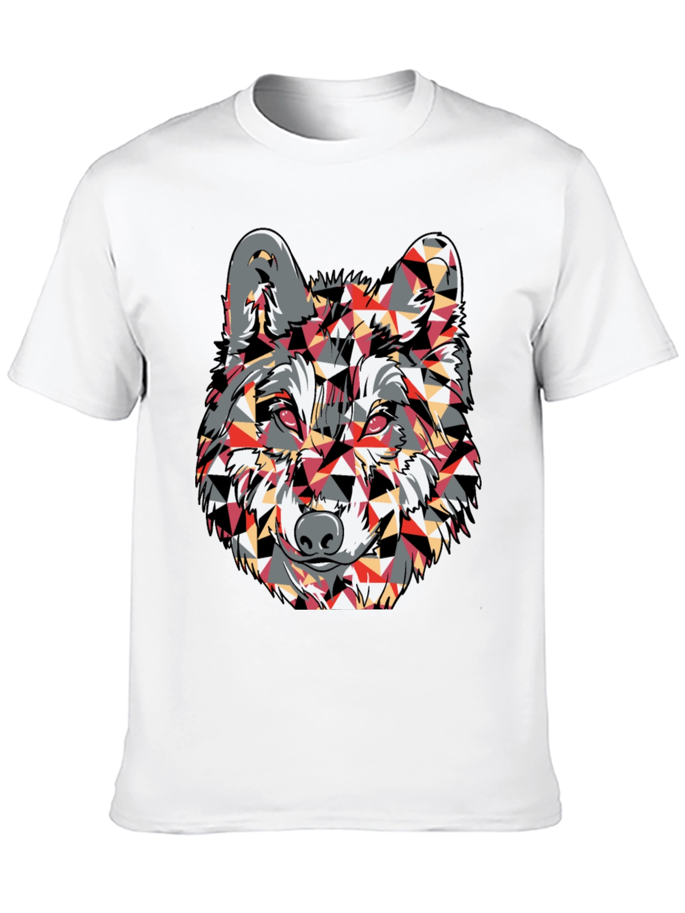 Black Geometric Wolf Graphic Print T-Shirt view 10