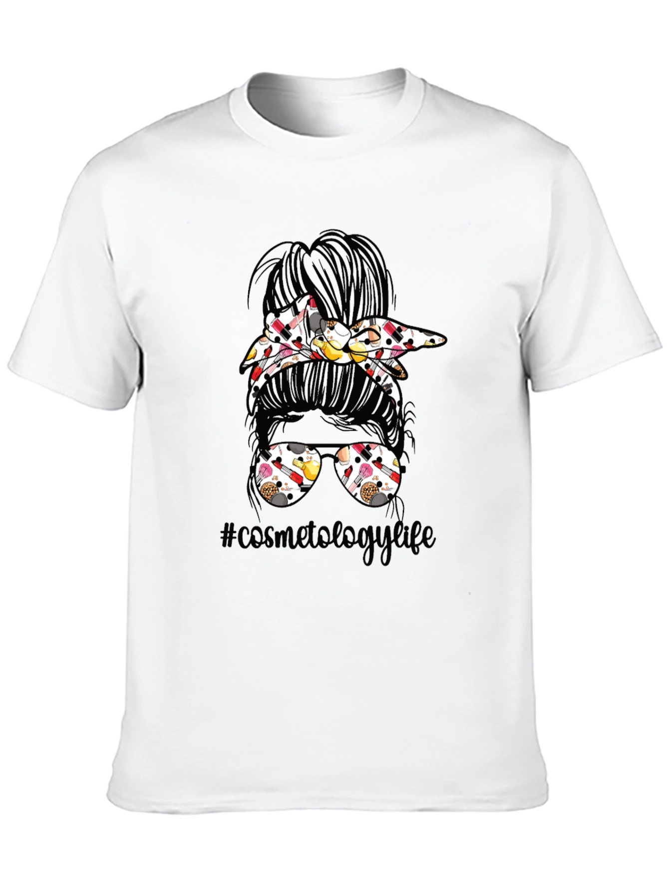 Black Cosmetology Life Messy Bun T-Shirt view 10