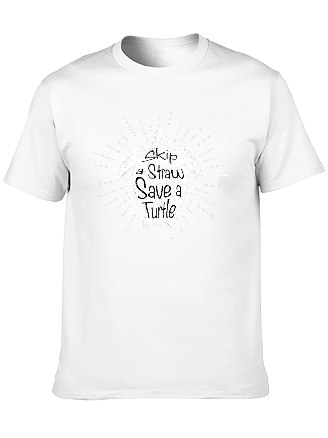 Black Skip a Straw Save a Turtle Black Graphic Tee view 10