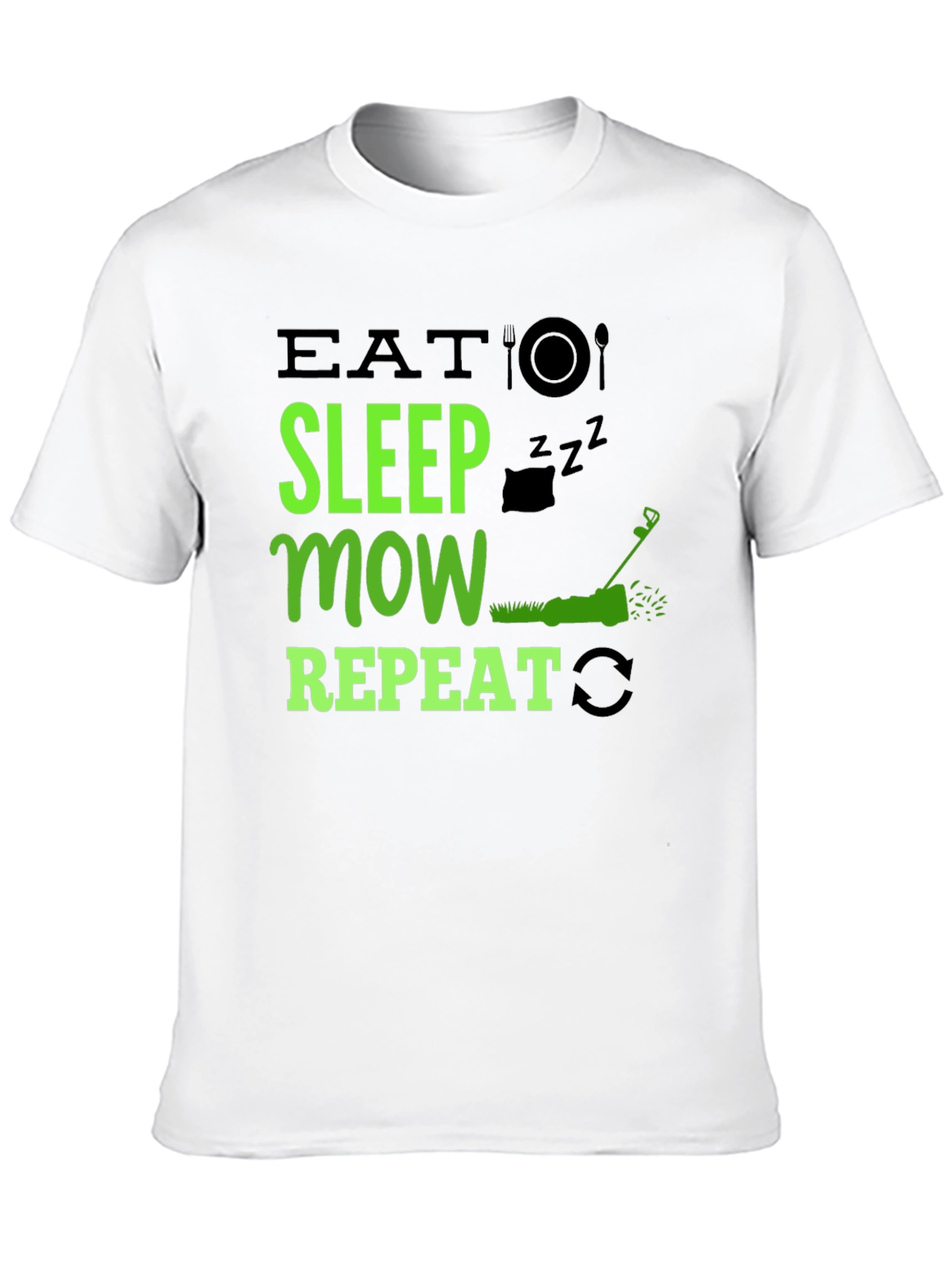 Black Eat Sleep Mow Repeat T-Shirt - Lawn Care Humor view 10