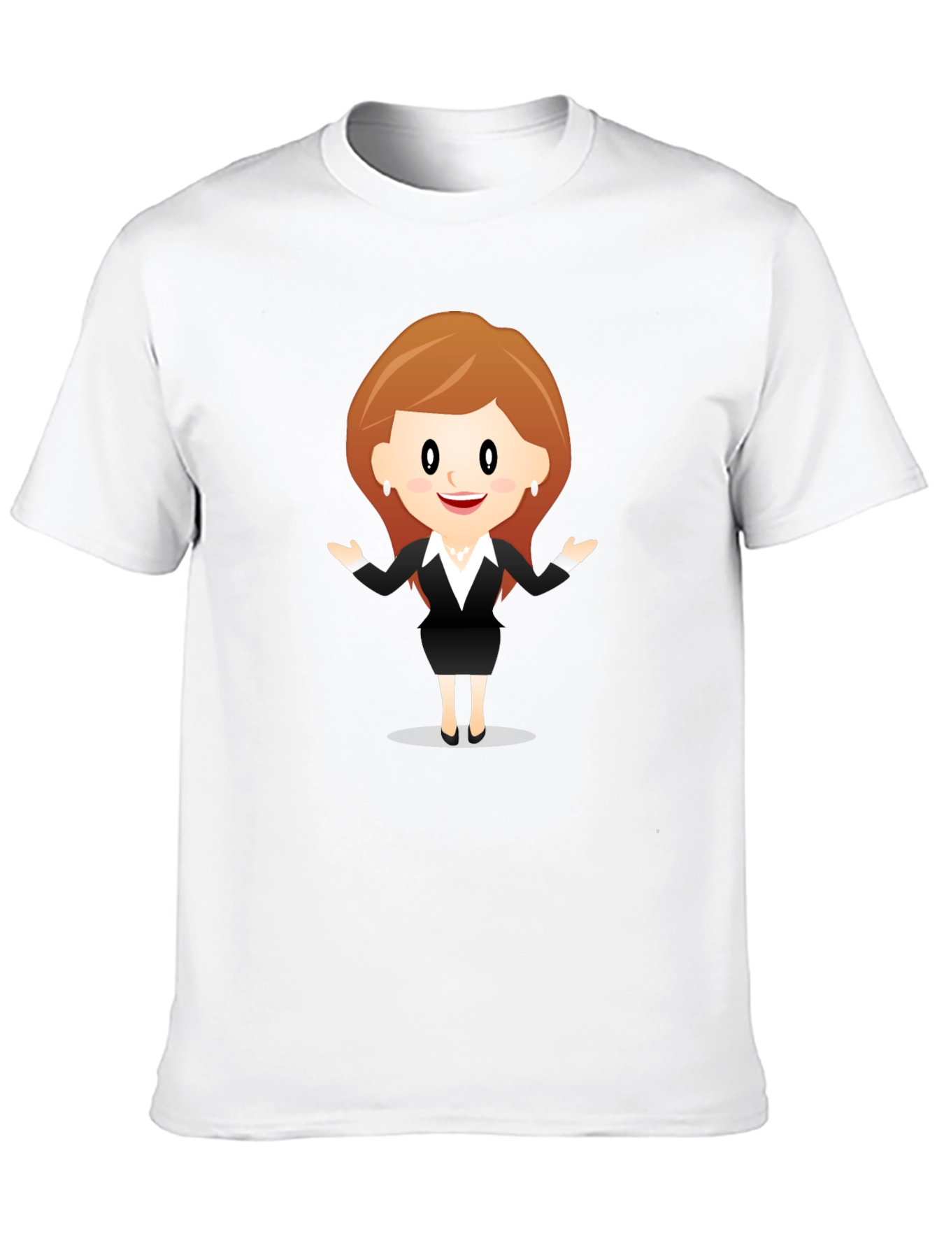 Black Cartoon Businesswoman Black T-Shirt view 10