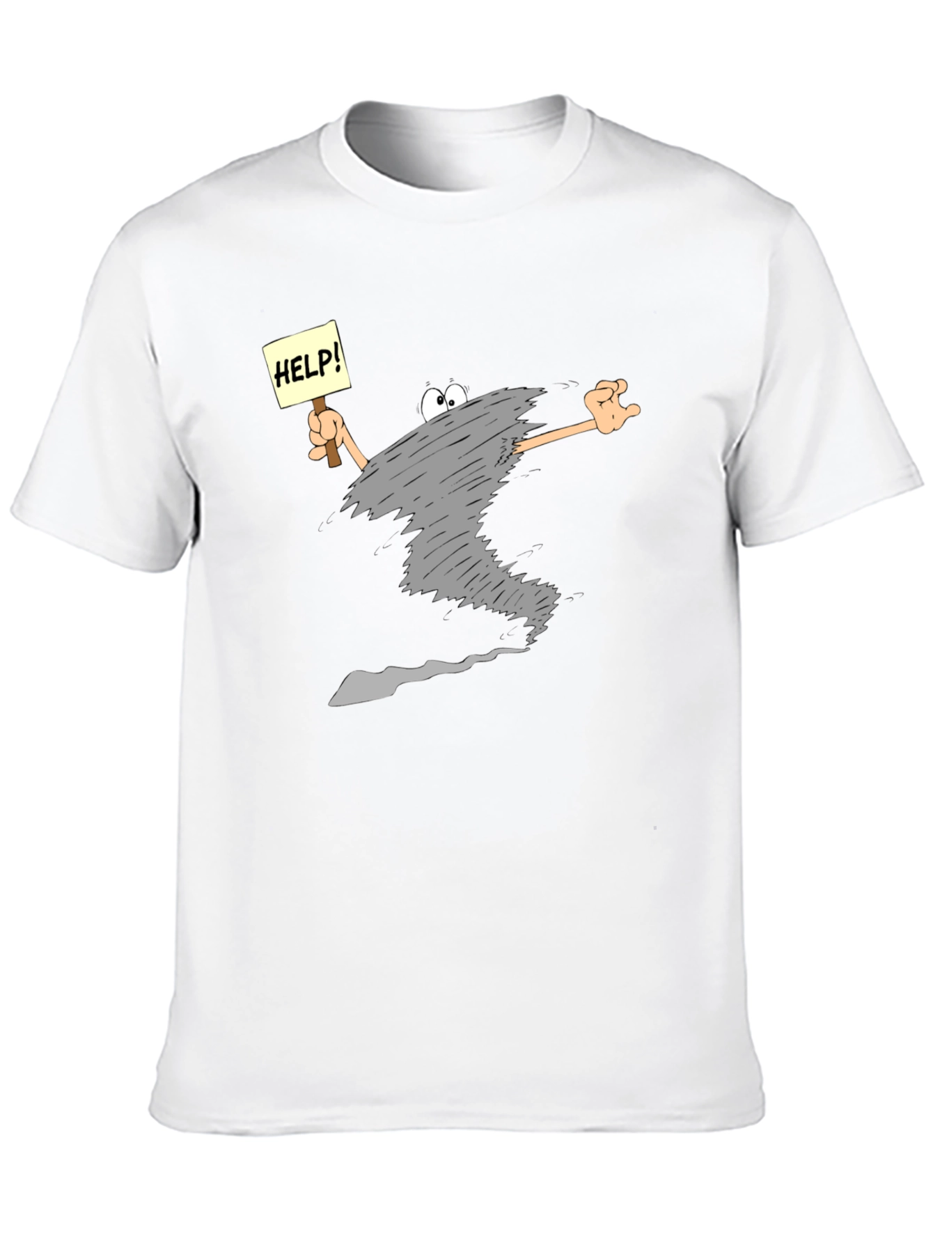 Black Cartoon Tornado "Help!" T-Shirt - Black view 10