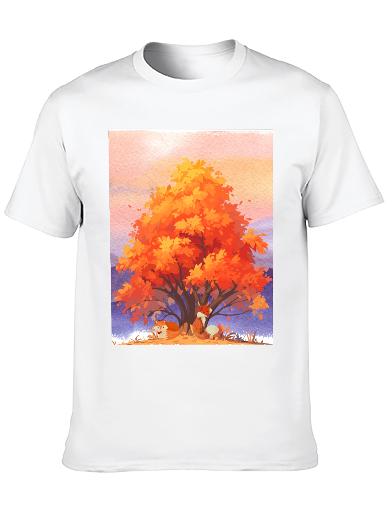 Black Autumn Fox Tree Graphic Tee - Comfortable Cotton Blend view 10