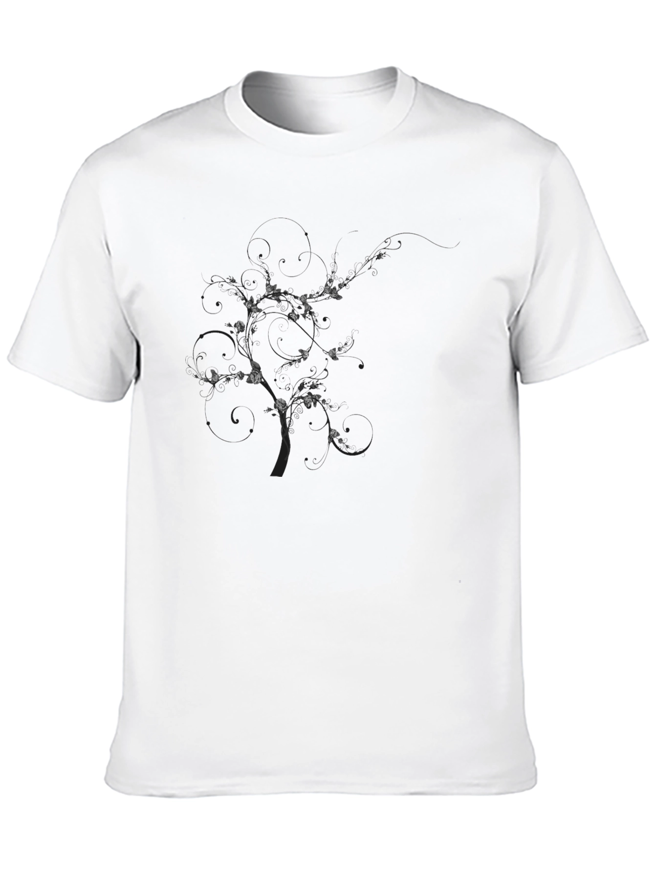 Black Men's Black Graphic T-Shirt - Tree Design view 10