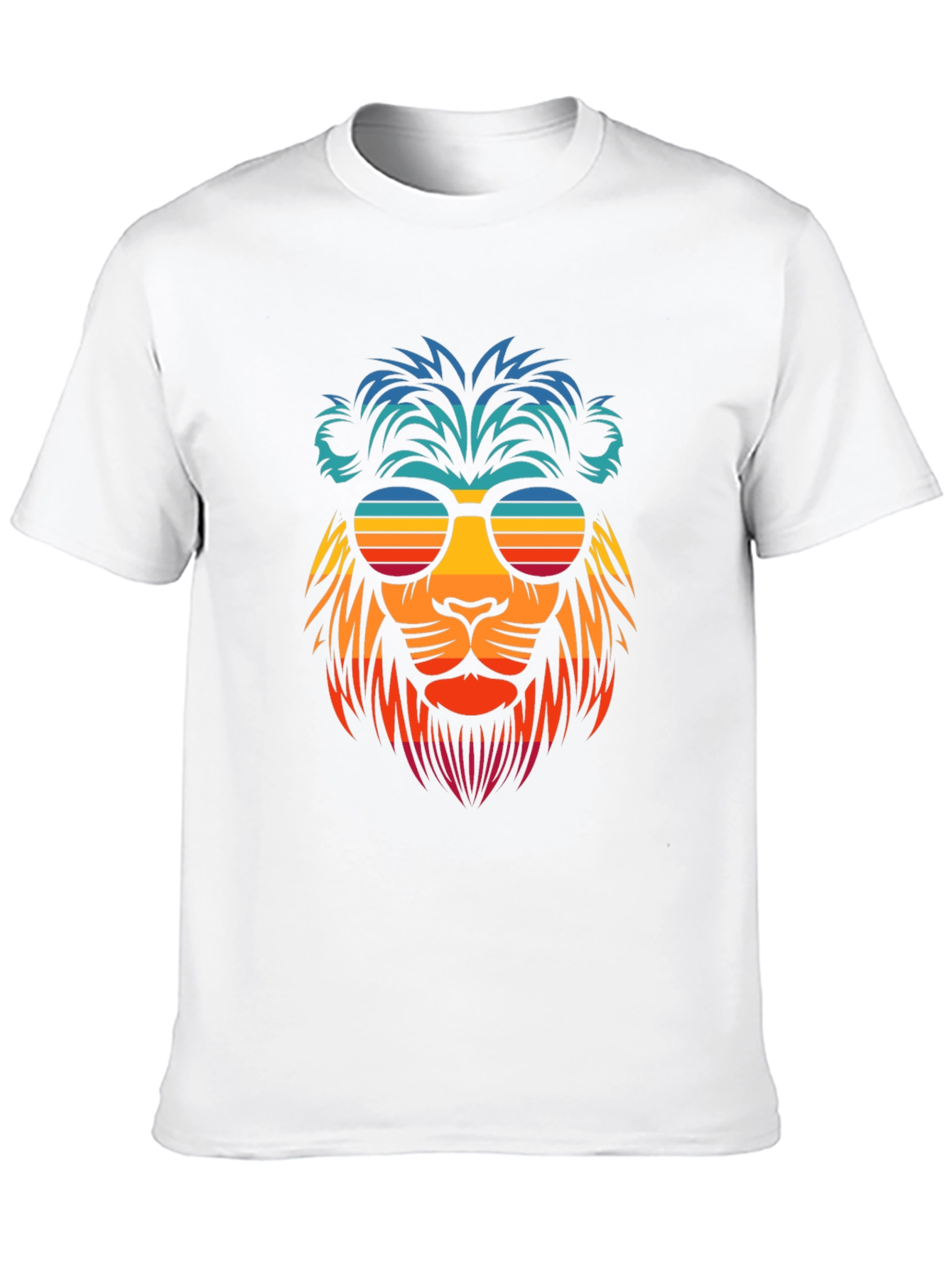 Cool Lion Graphic Tee - Retro Sunset Sunglasses - 10