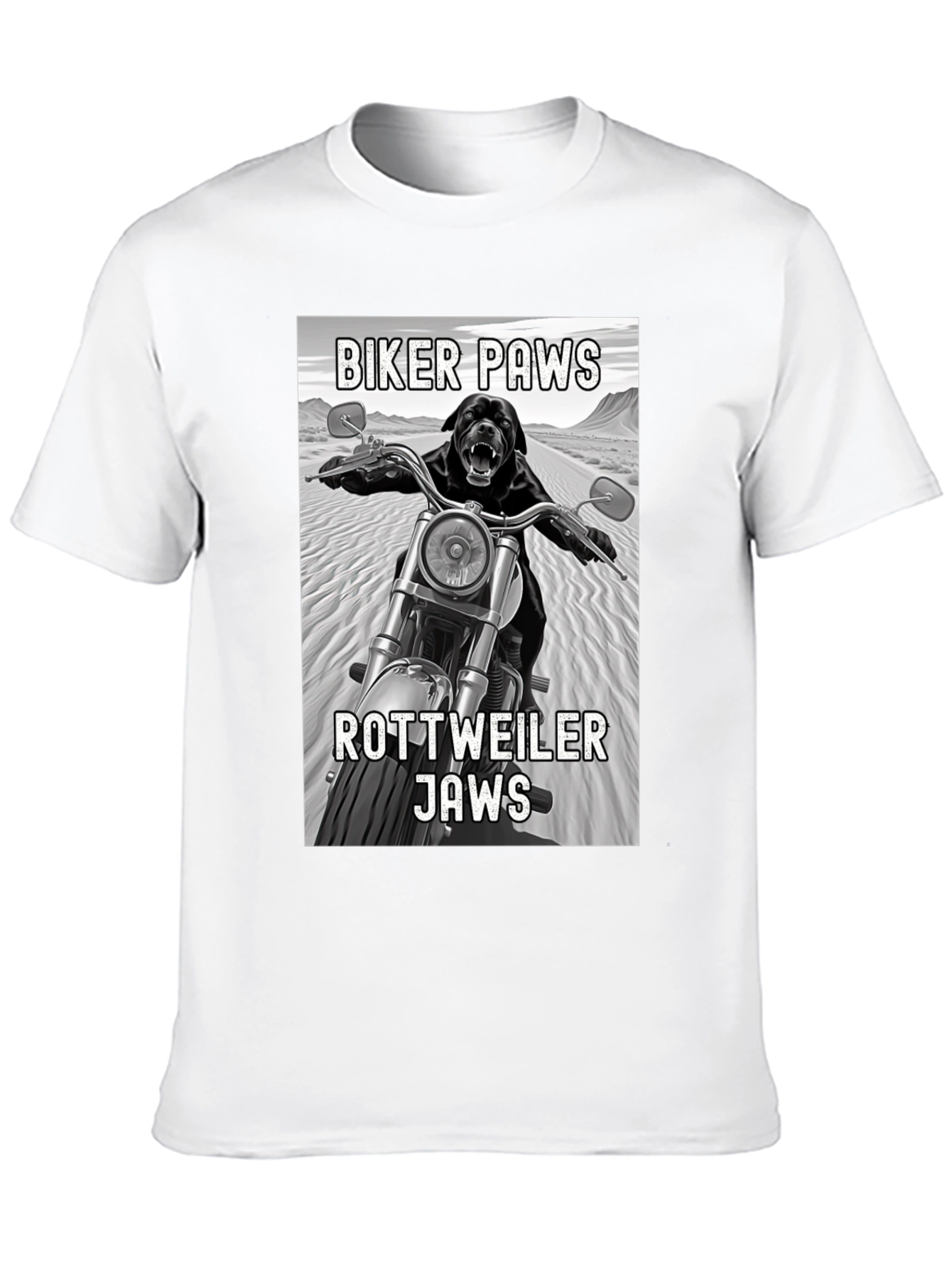Black Biker Paws Rottweiler Jaws Graphic T-Shirt view 10
