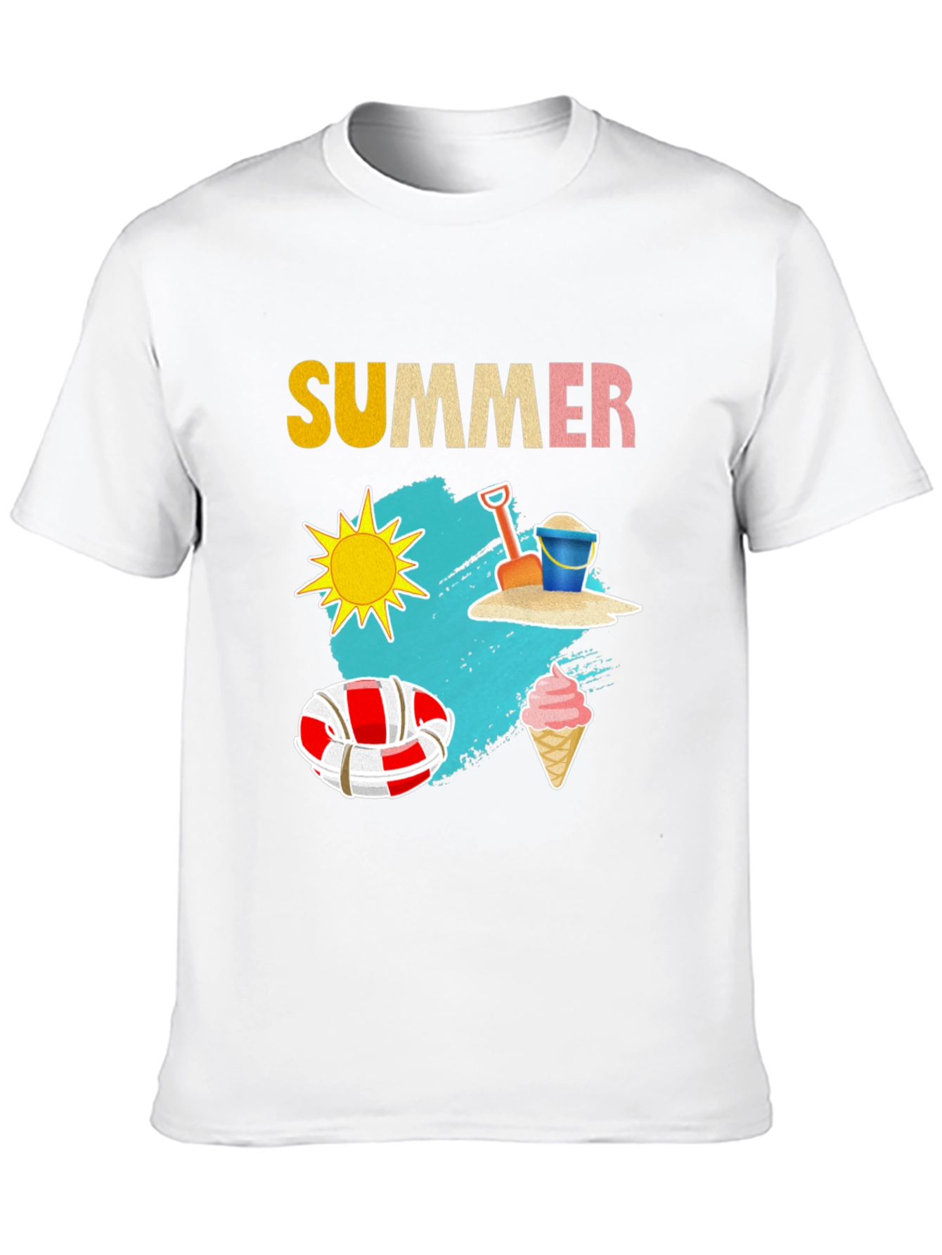 Black Summer T-Shirt with Beach Theme Graphic view 10