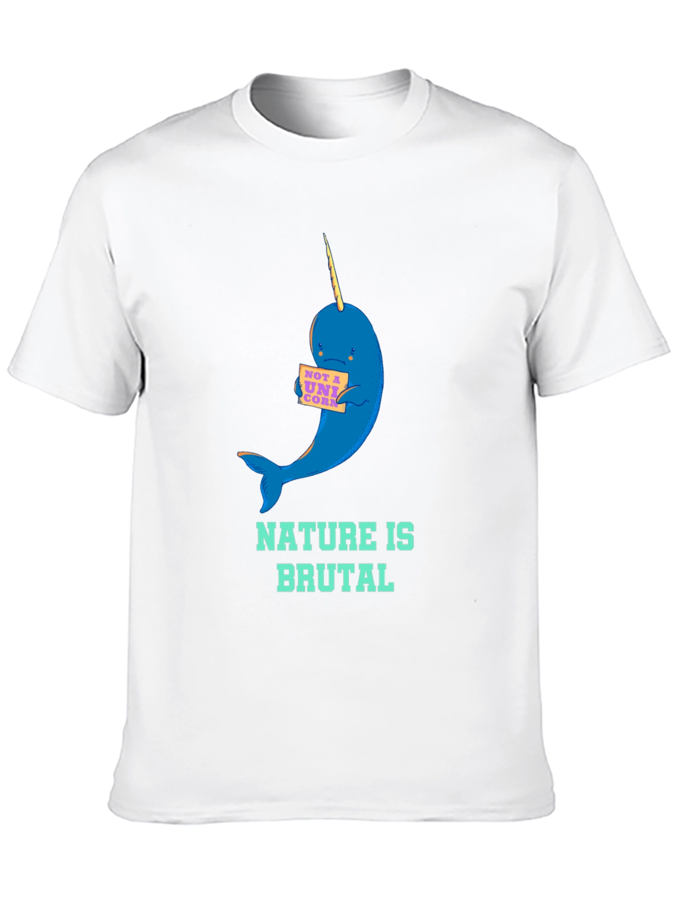 Black Nature is Brutal Narwhal Graphic Tee view 10
