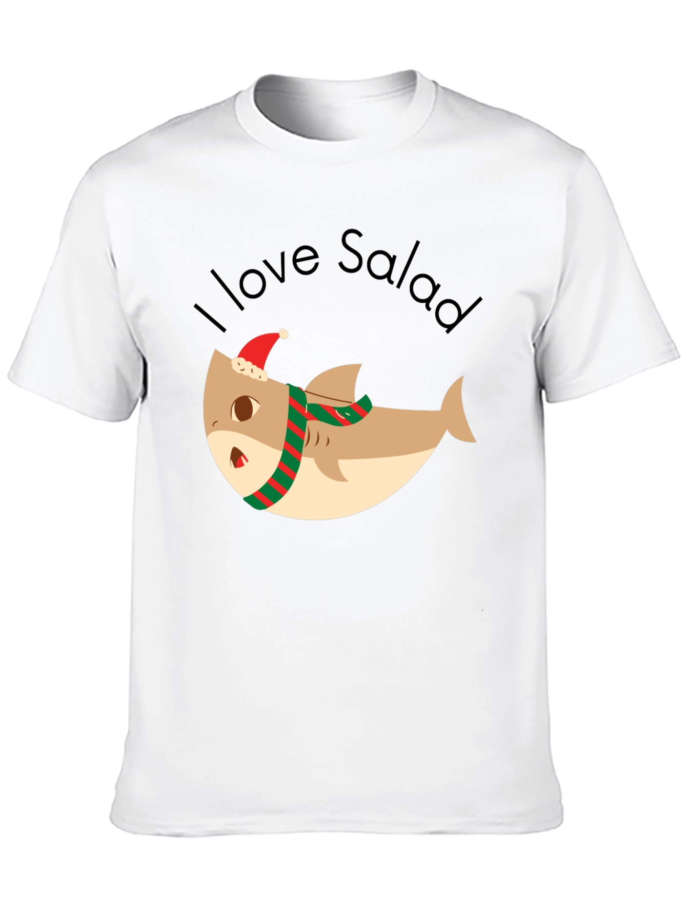 Black Funny Shark I Love Salad Christmas T-Shirt view 10