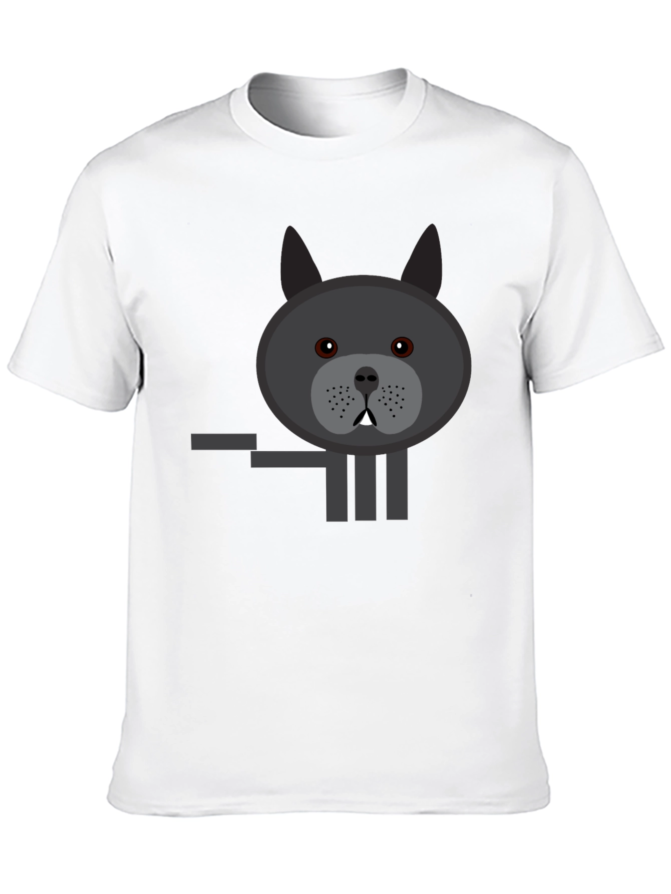 Black Graphic Tee: Cartoon Bulldog Design Black T-Shirt view 10