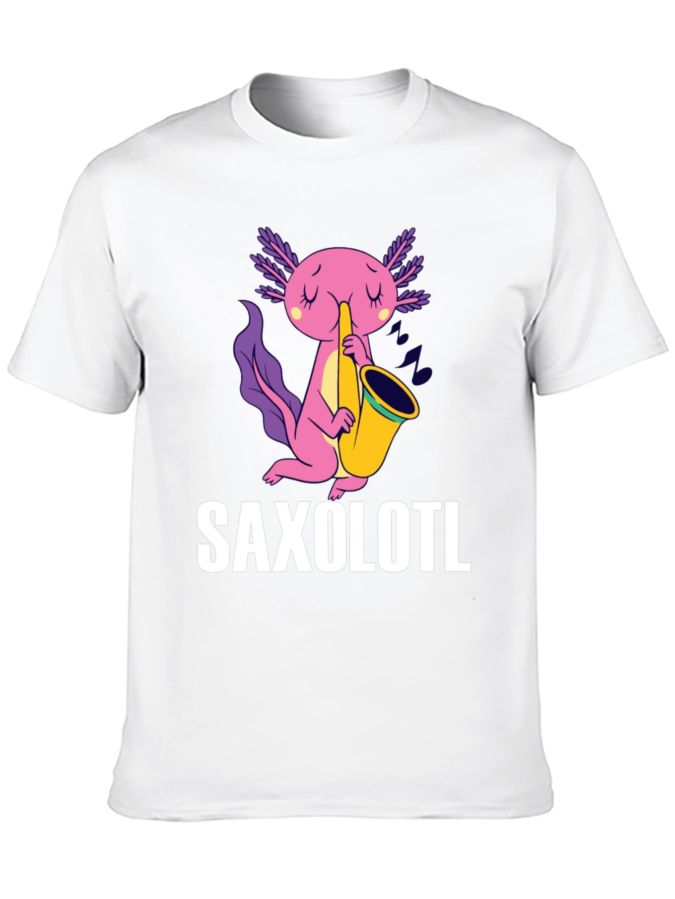 Black Saxolotl T-Shirt - Funny Axolotl Saxophone Tee view 10