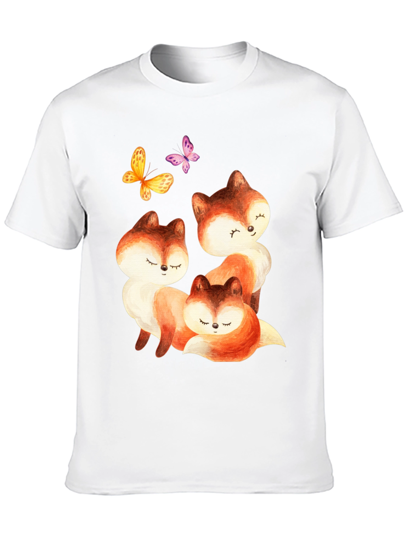 Black Cute Fox & Butterfly Graphic Tee view 10