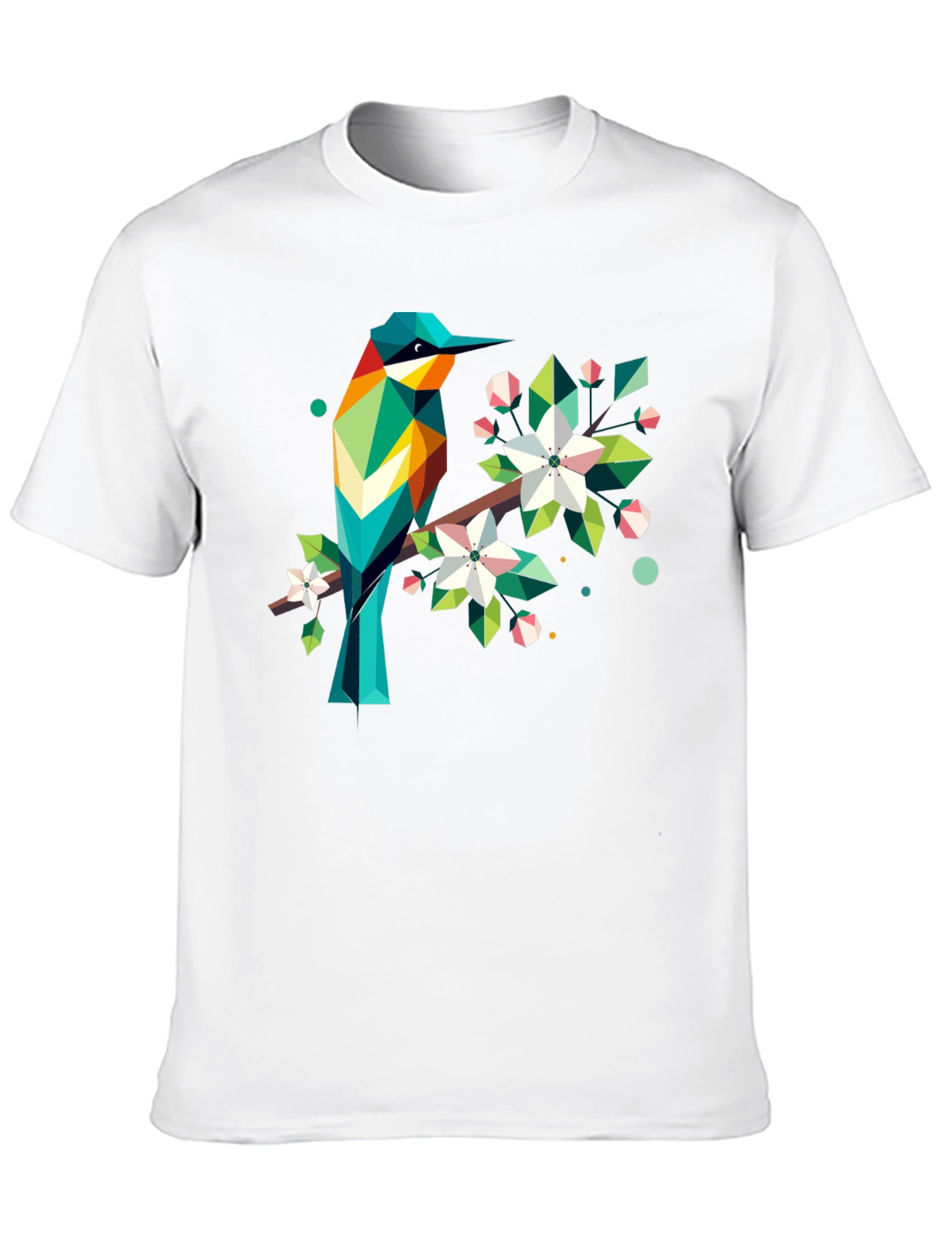 Black Geometric Bird Print Black T-Shirt view 10