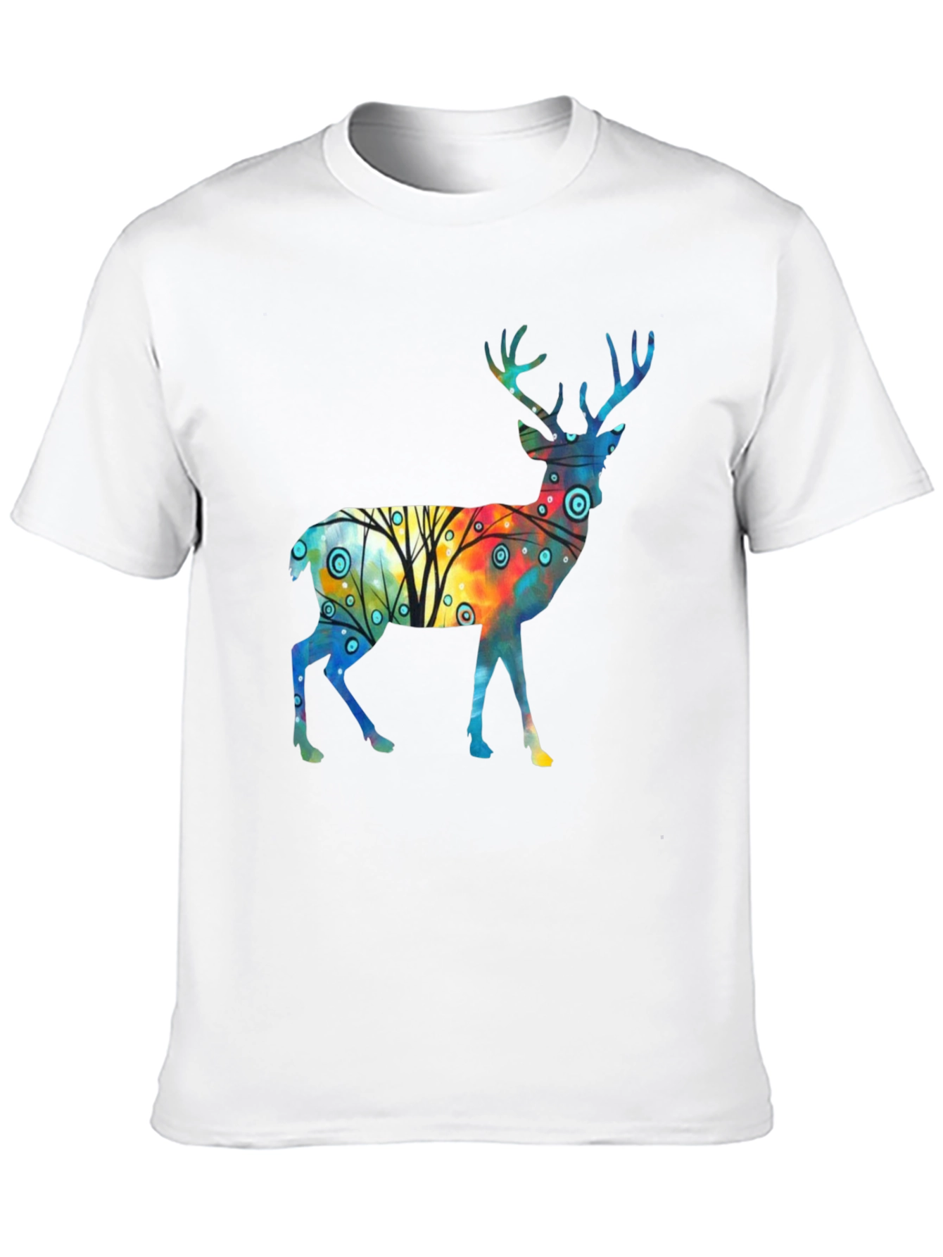 Black Watercolor Deer Graphic Tee - Stylish Black T-Shirt view 10