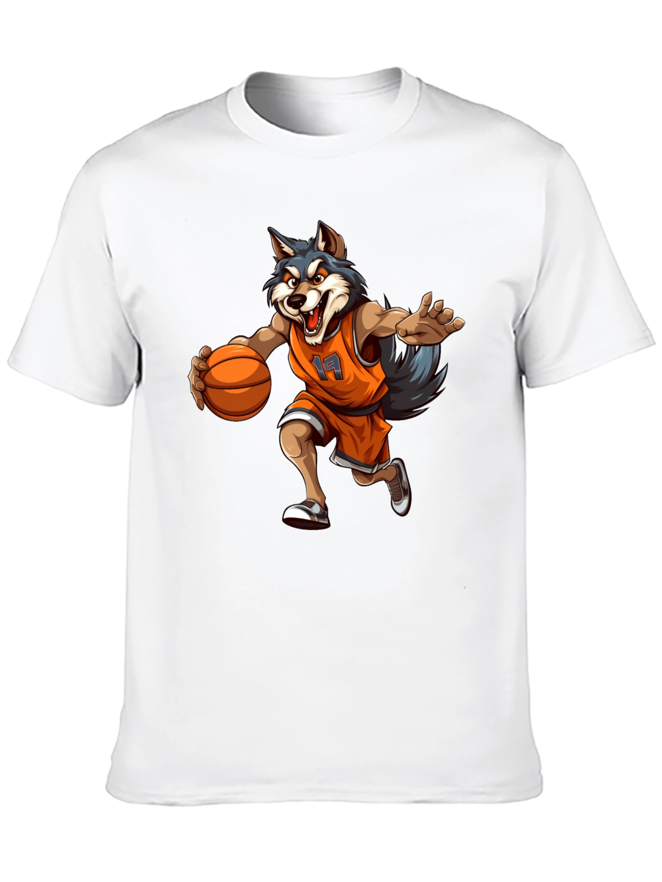 Black Wolf Basketball Player Graphic Tee - Black view 10
