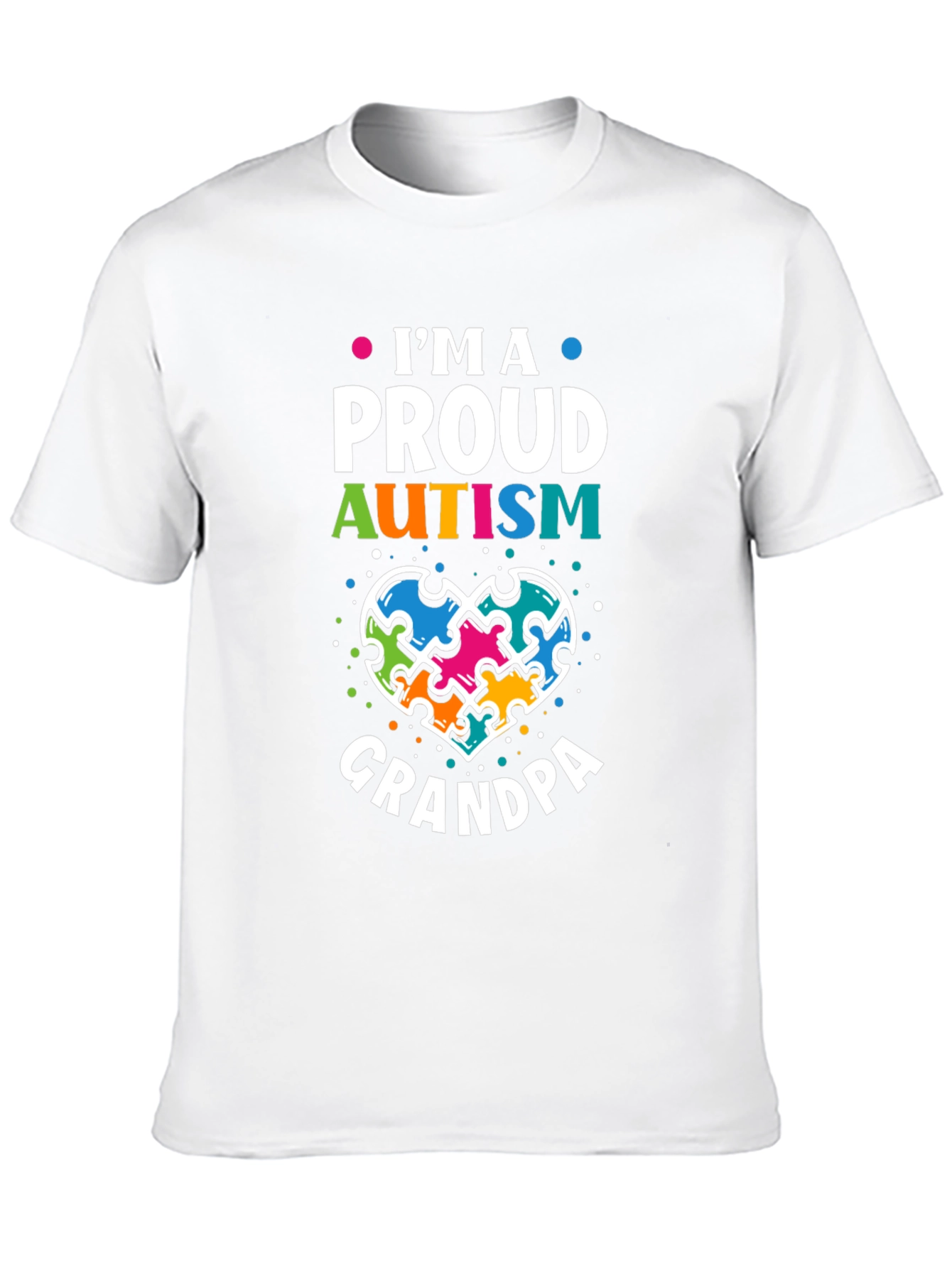 Black Proud Autism Grandpa T-Shirt Puzzle Piece Heart Support view 10