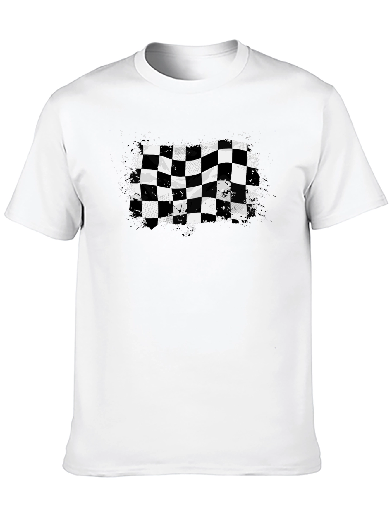 Black Checkered Flag Graphic Tee - Black Cotton T-Shirt view 10